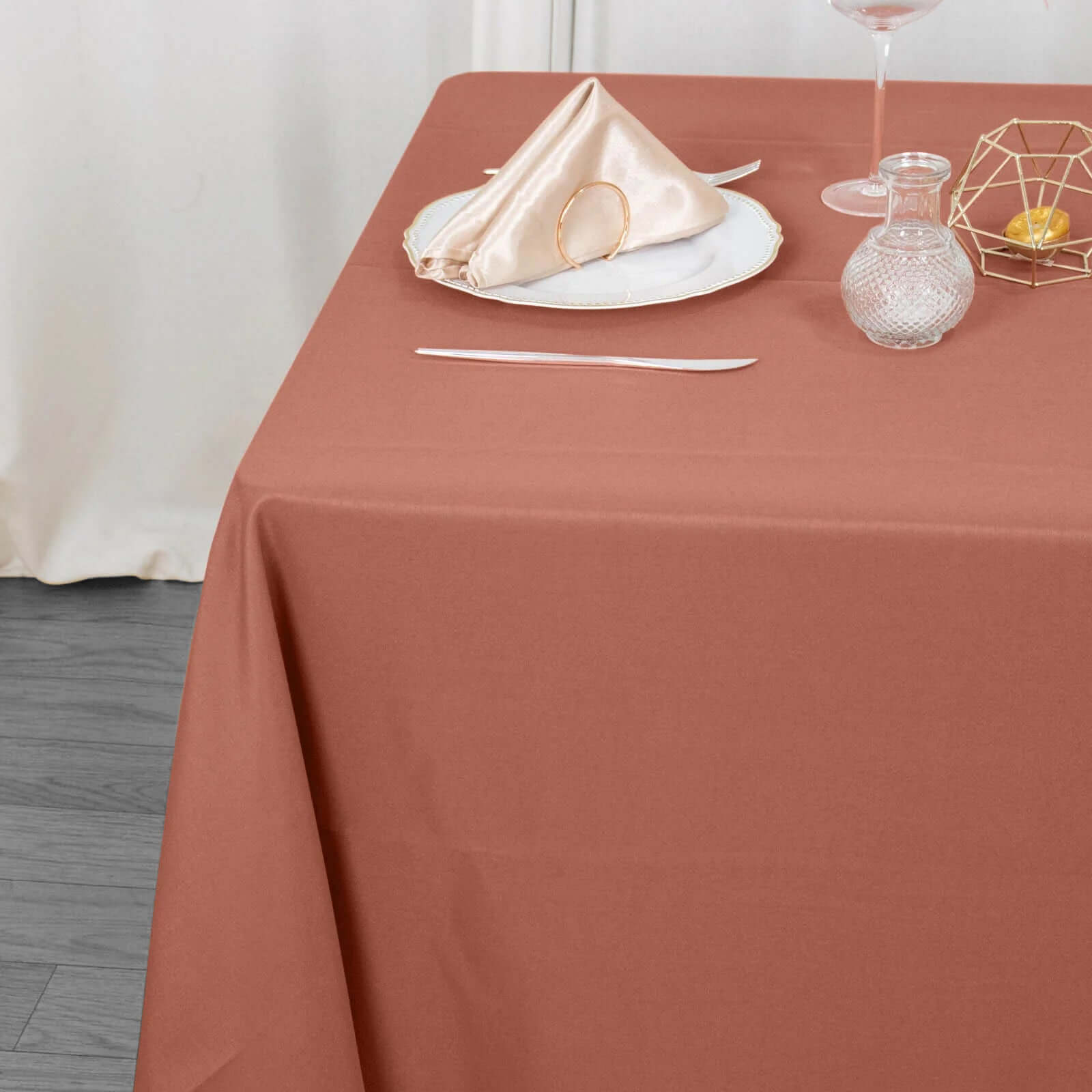 Premium Polyester Square Tablecloth 70x70 Terracotta (Rust) 220GSM Wrinkle-Resistant Table Cover