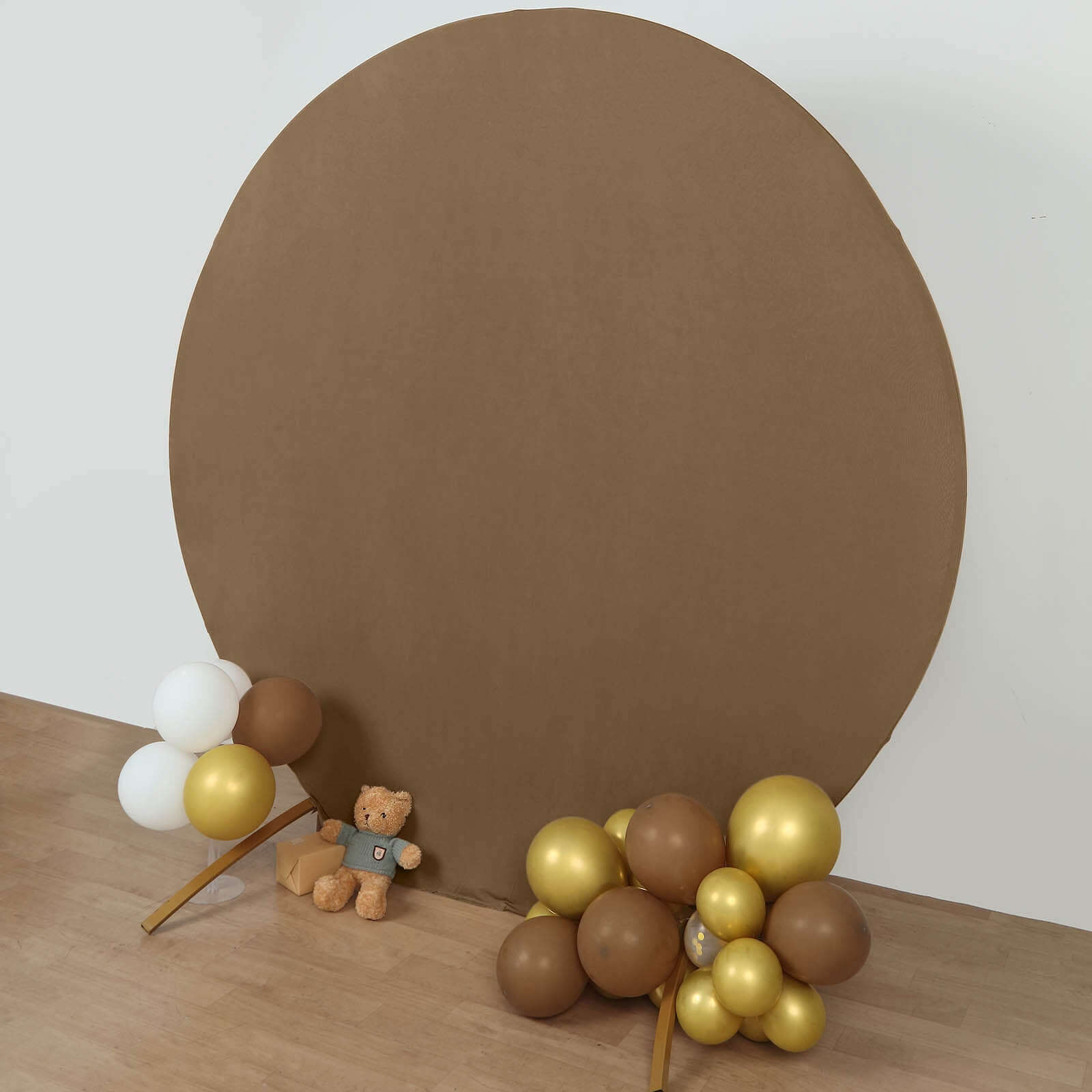 7.5ft Taupe Round Spandex Fit Party Backdrop Stand Cover