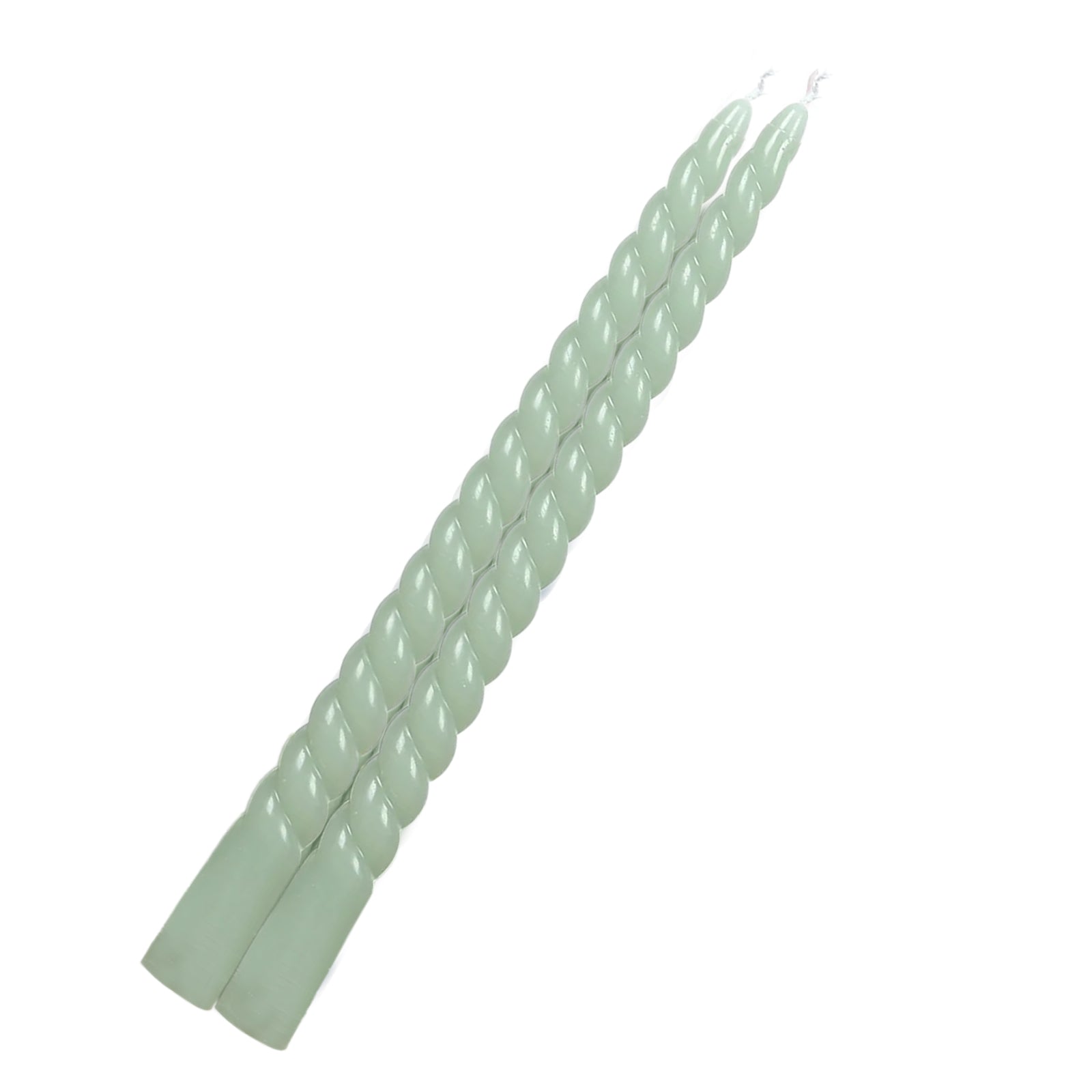 12 Pack 11 Sage Green Premium Unscented Spiral Wax Taper Candles, Long Burn Wick Dinner Candle Sticks