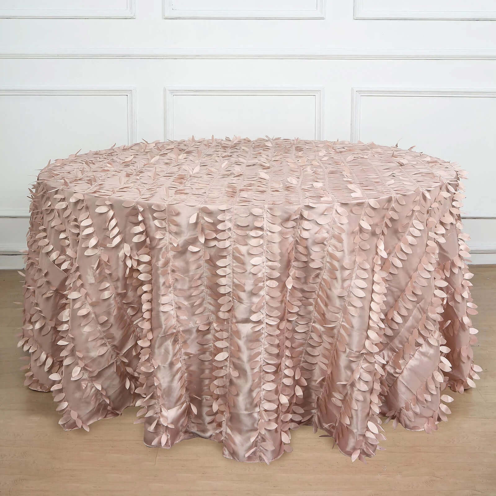 Taffeta 132 Round Tablecloth Dusty Rose | 3D Leaf Petal Design Seamless Table Cover