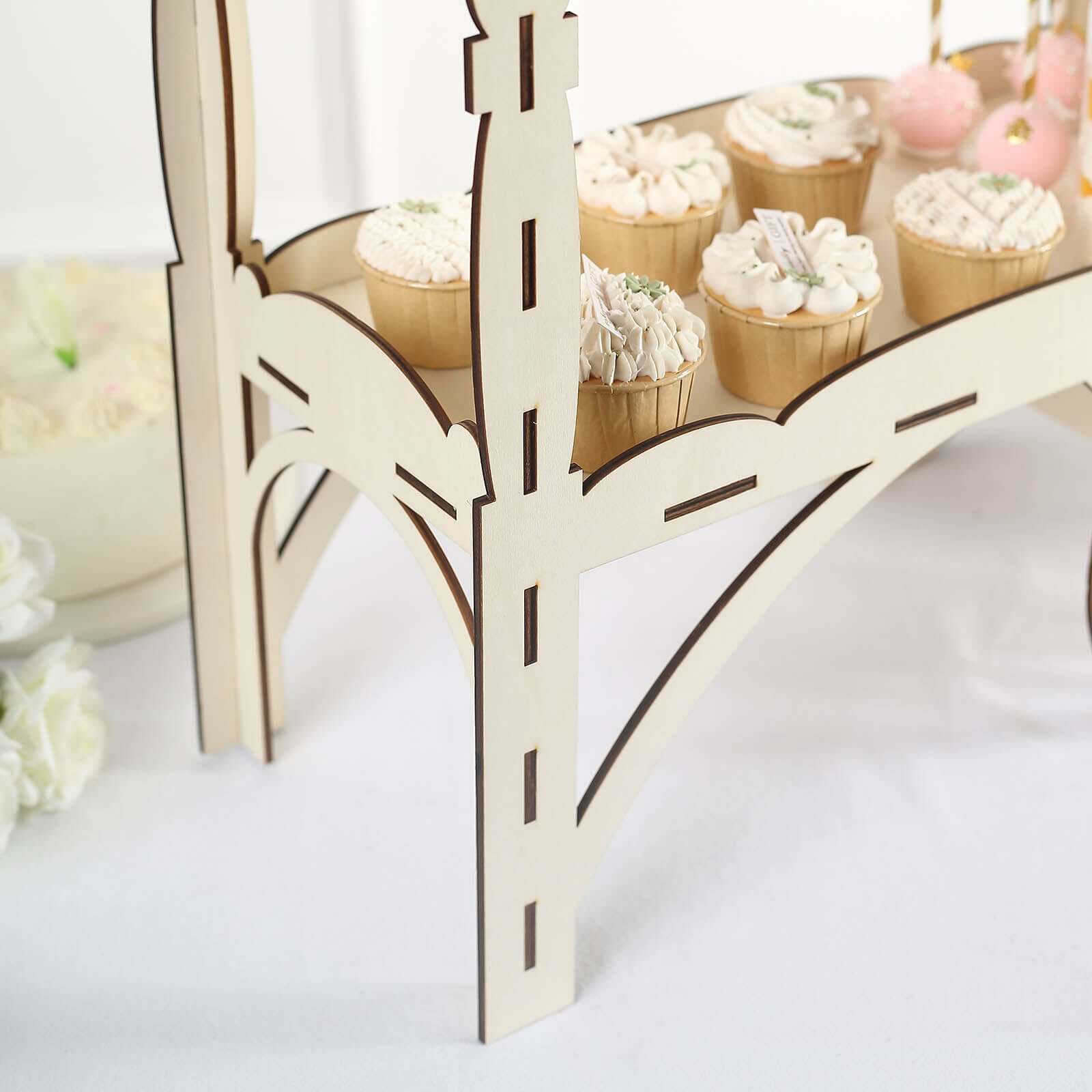 Mini Wooden Dessert Display Candy Cart Sweet Stall Design Natural - Tabletop Cupcake Stand 25