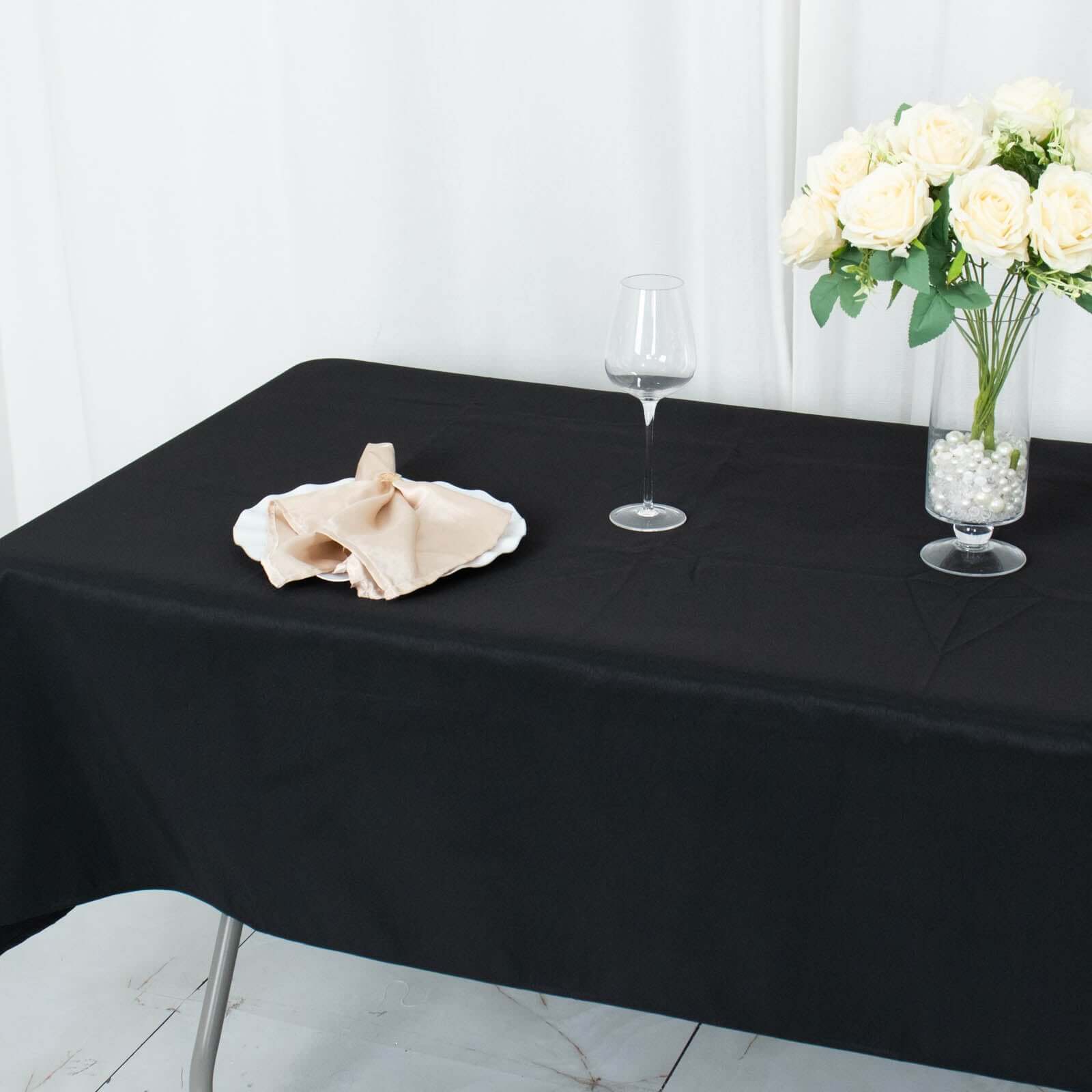 Premium Polyester 54x96 Rectangle Tablecloth Black - Durable 220GSM Stain-Resistant Fabric Table Cover