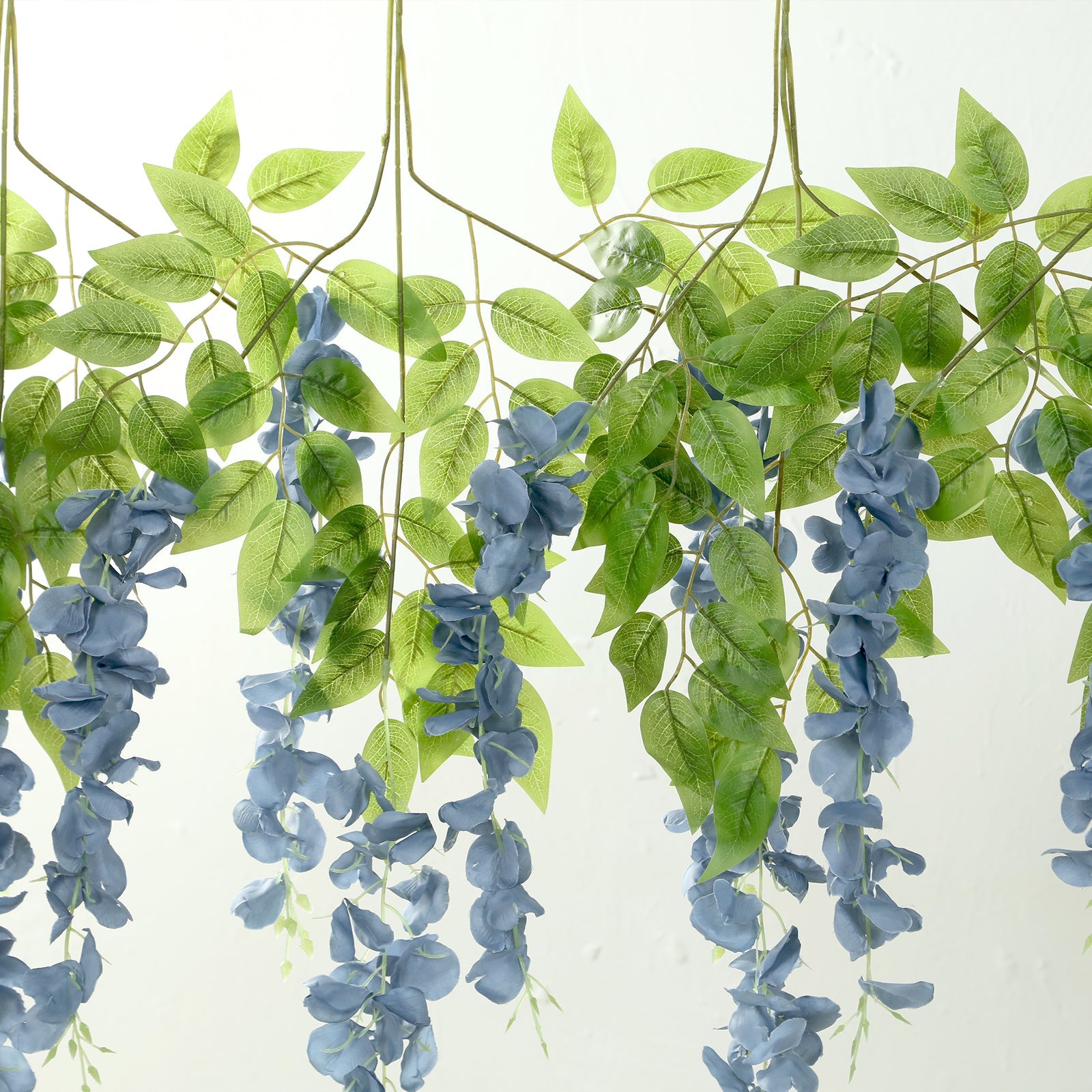 5 Pack 44 Silk Hanging Wisteria Flower Garland Vines in Dusty Blue, Elaborated 3 Full Strands in 1 Bush