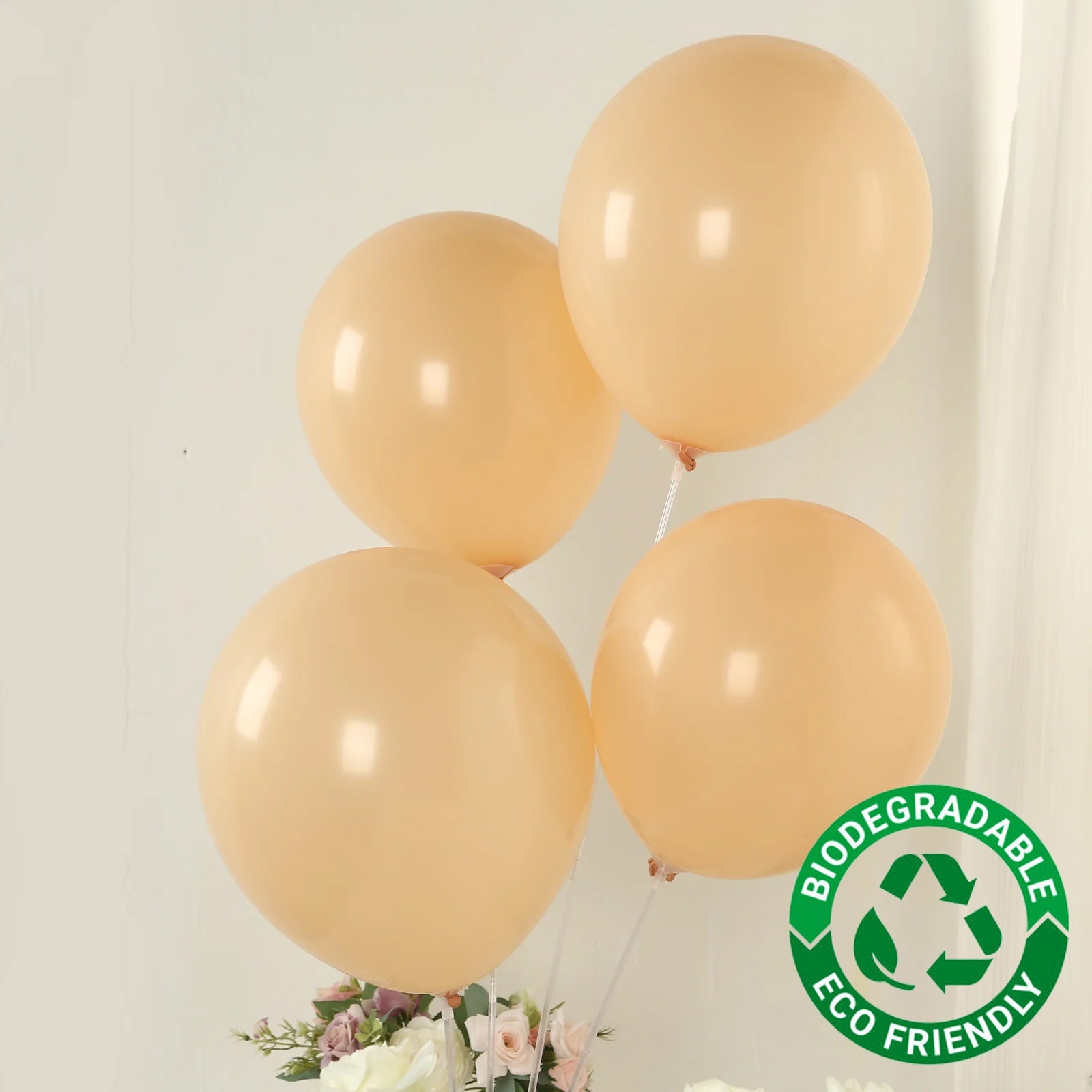 50 Pack Matte Pastel Peach Biodegradable Balloons 12, Round Eco-friendly Thick Latex Party Balloons