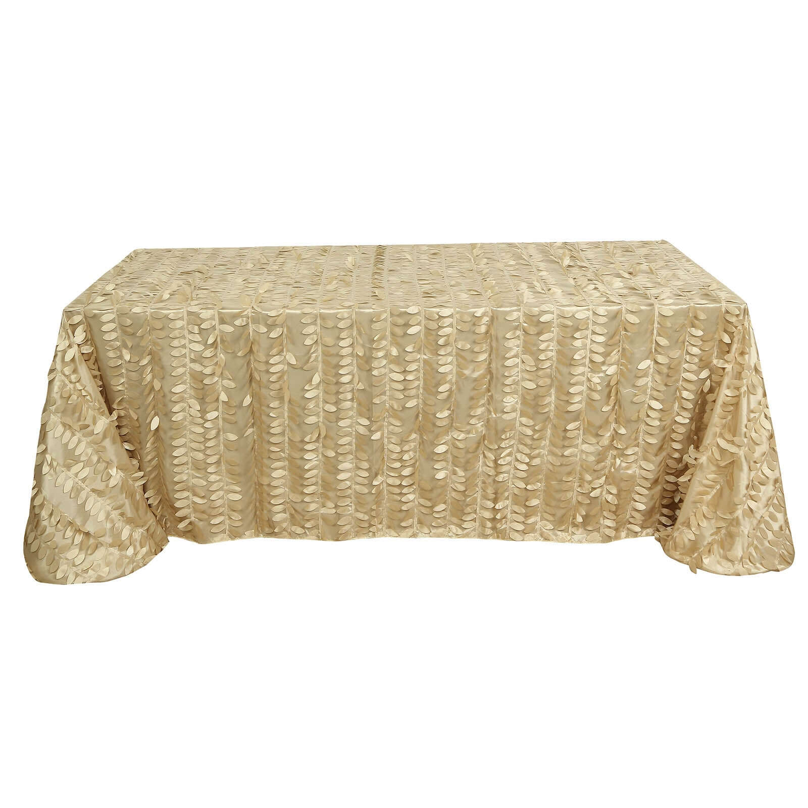 Taffeta 90x156 Rectangle Tablecloth Champagne | 3D Leaf Petal Design Seamless Table Cover