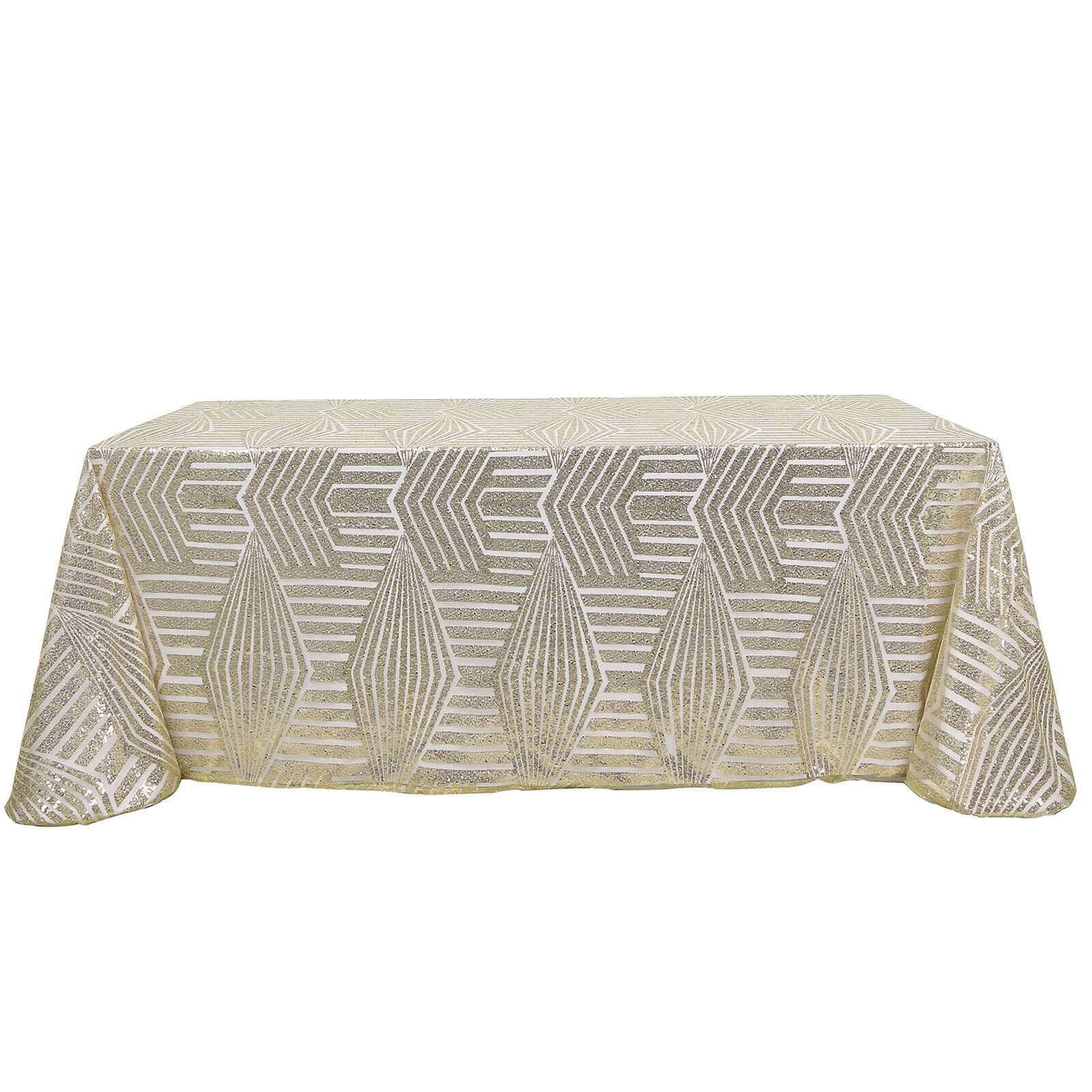 Sequin 90x132 Rectangle Tablecloth Champagne - Seamless Diamond Design Table Cover