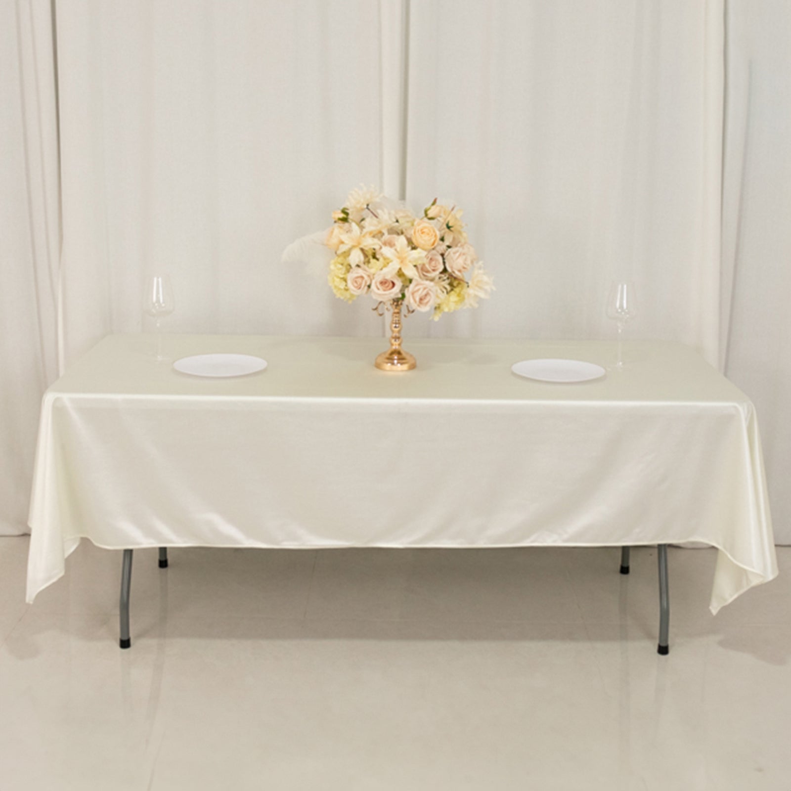 Premium Scuba Rectangular 60x102 Tablecloth Shimmering Pearl - Wrinkle Free & Stain Resistant Table Cover