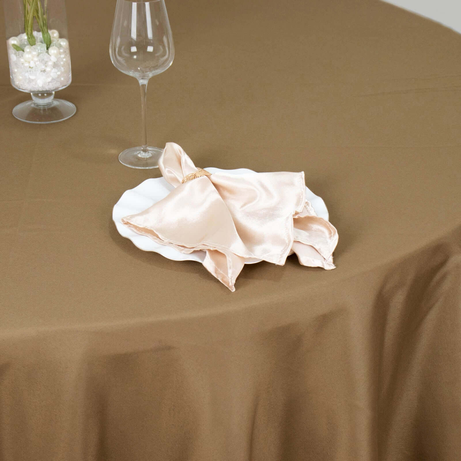Polyester 120 Round Tablecloth Taupe - Seamless Wrinkle-Resistant Table Cover