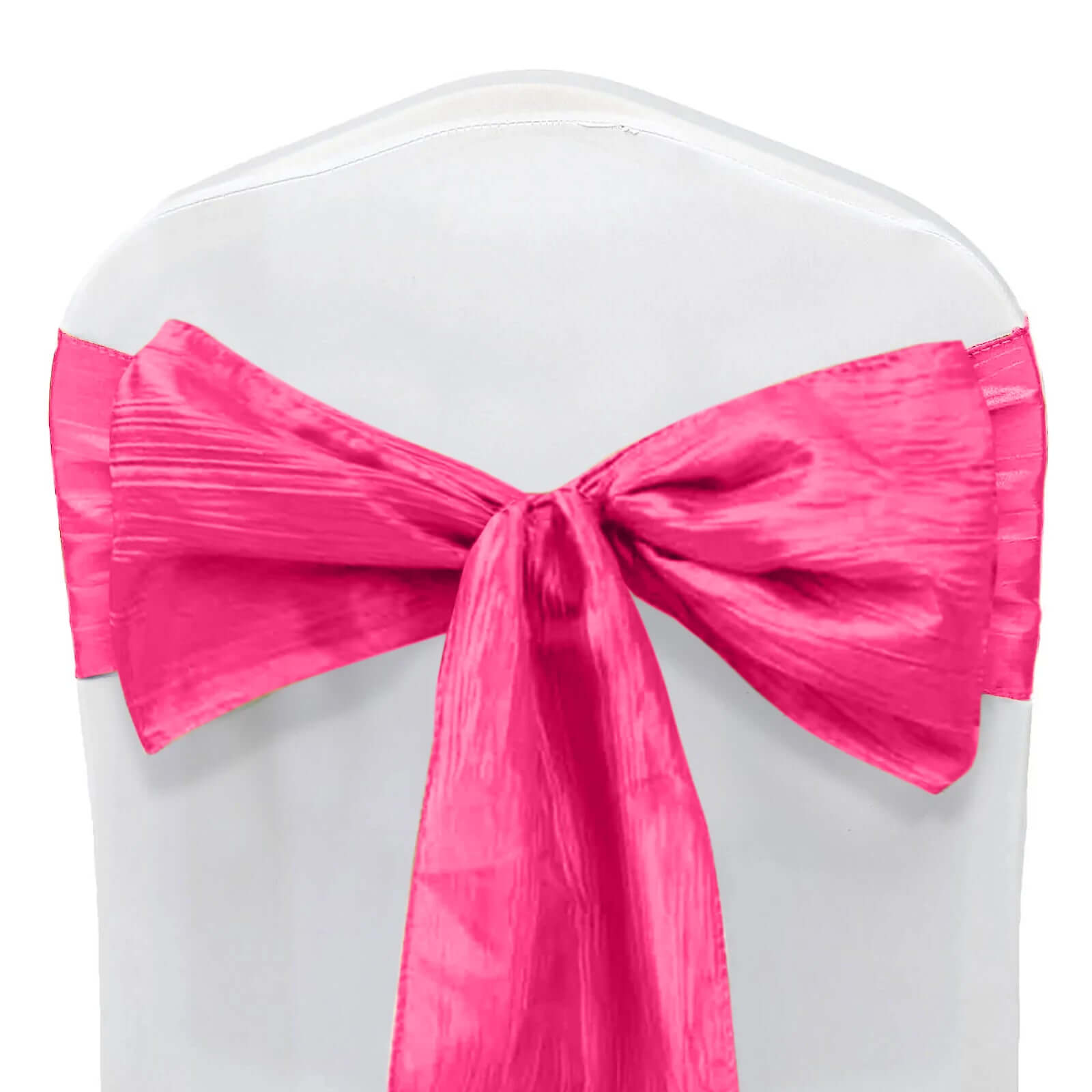 5 Pack Taffeta 6x106 Chair Sashes Fuchsia Accordion Crinkle Texture - Stylish Decor for Weddings & Gatherings