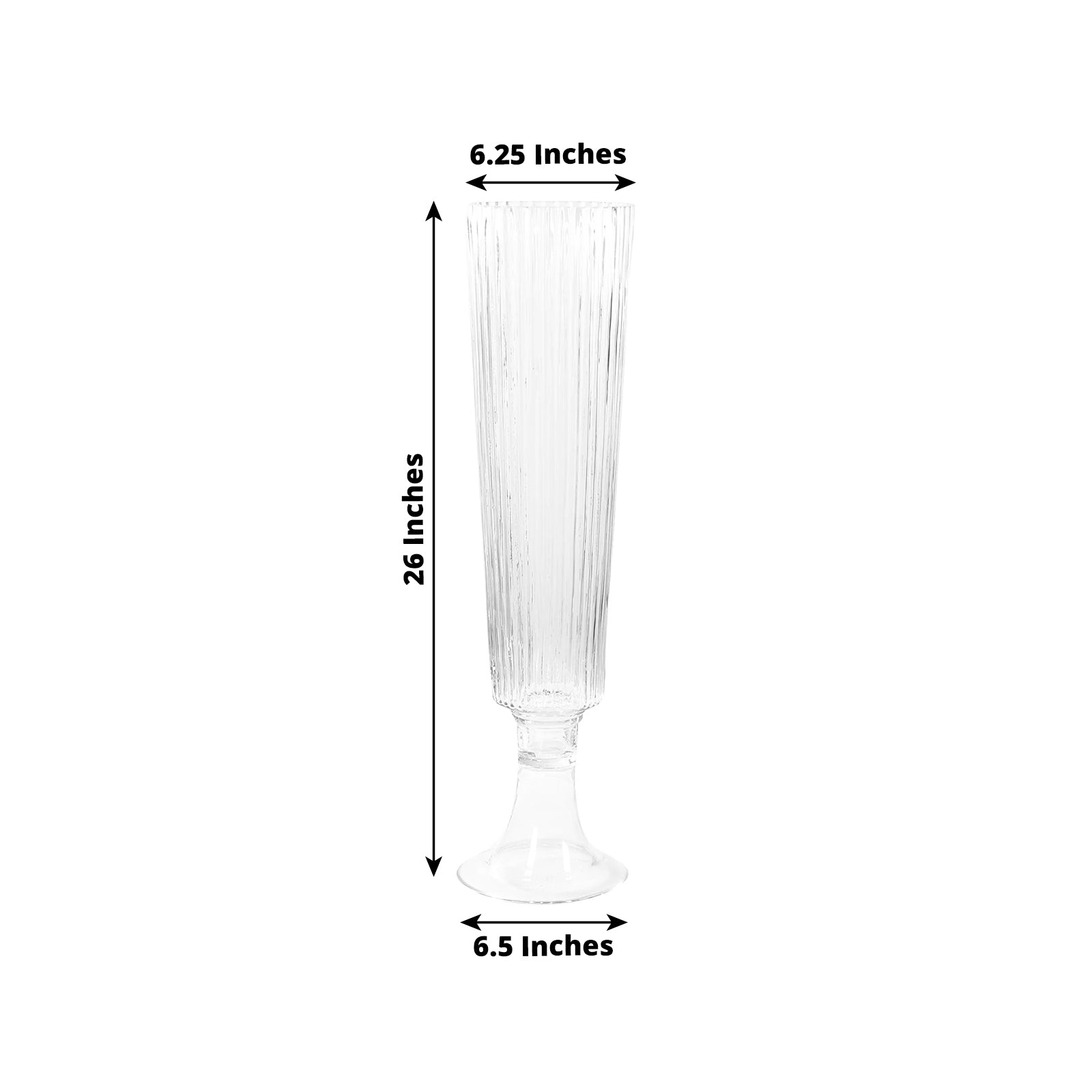 4-Pack Glass Trumpet Vases Ribbed Design Clear - Durable Flower Centerpieces for Events 26