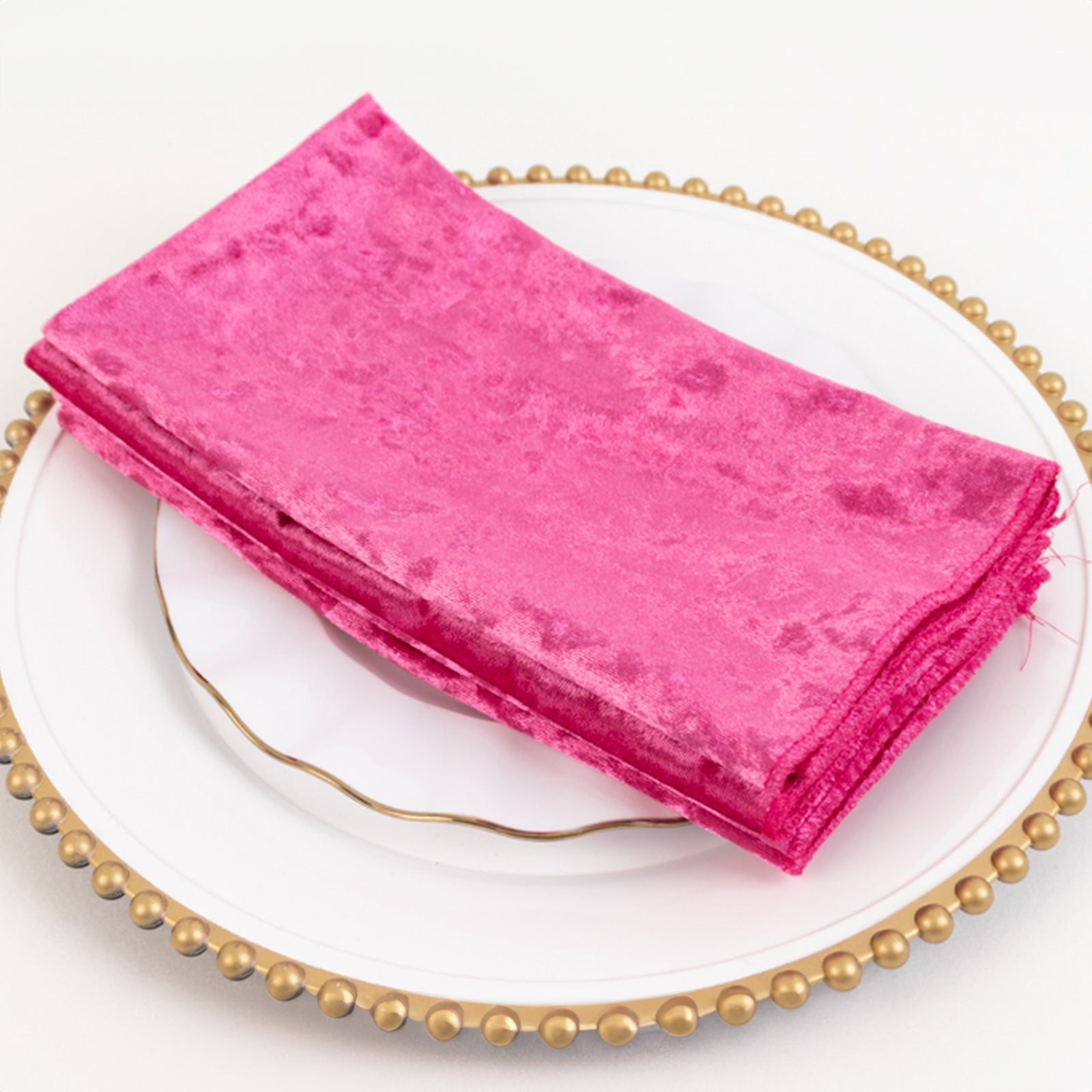 5 Pack Premium Crushed Velvet 20x20 Napkins Fuchsia - Rich & Textured Finish Dinner Napkins