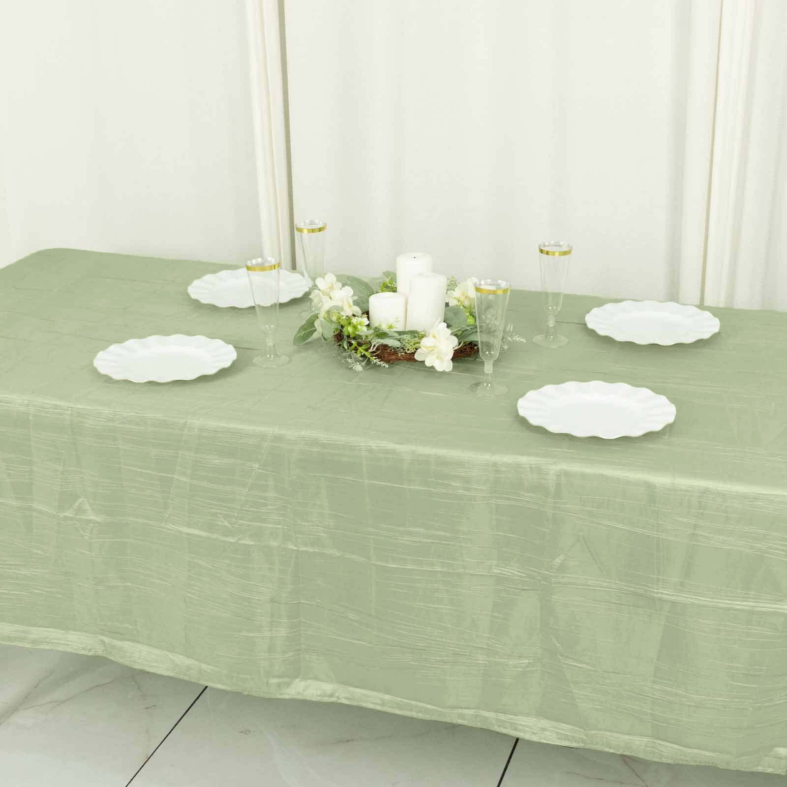 Taffeta 60x102 Rectangle Tablecloth Sage Green - Accordion Crinkle Table Cover