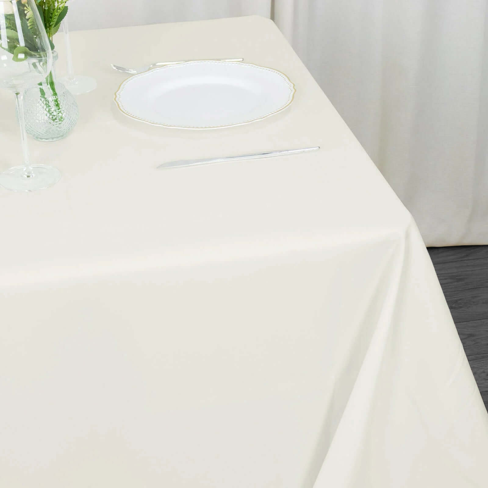 Premium Polyester Square Tablecloth 90x90 Ivory 220GSM Wrinkle-Resistant Table Cover