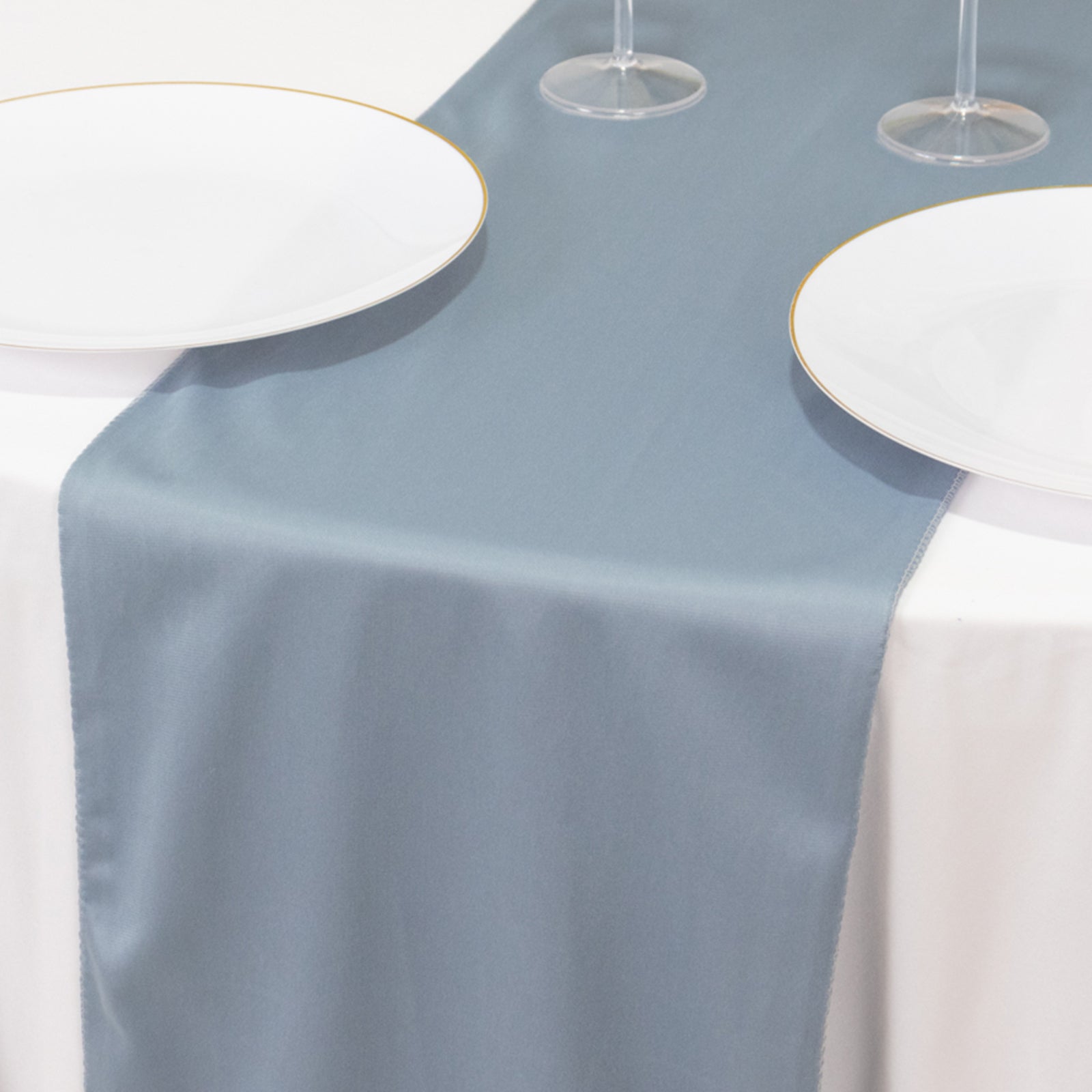 Premium Scuba Polyester 12x108 Table Runner Dusty Blue - Wrinkle-Free Table Linen