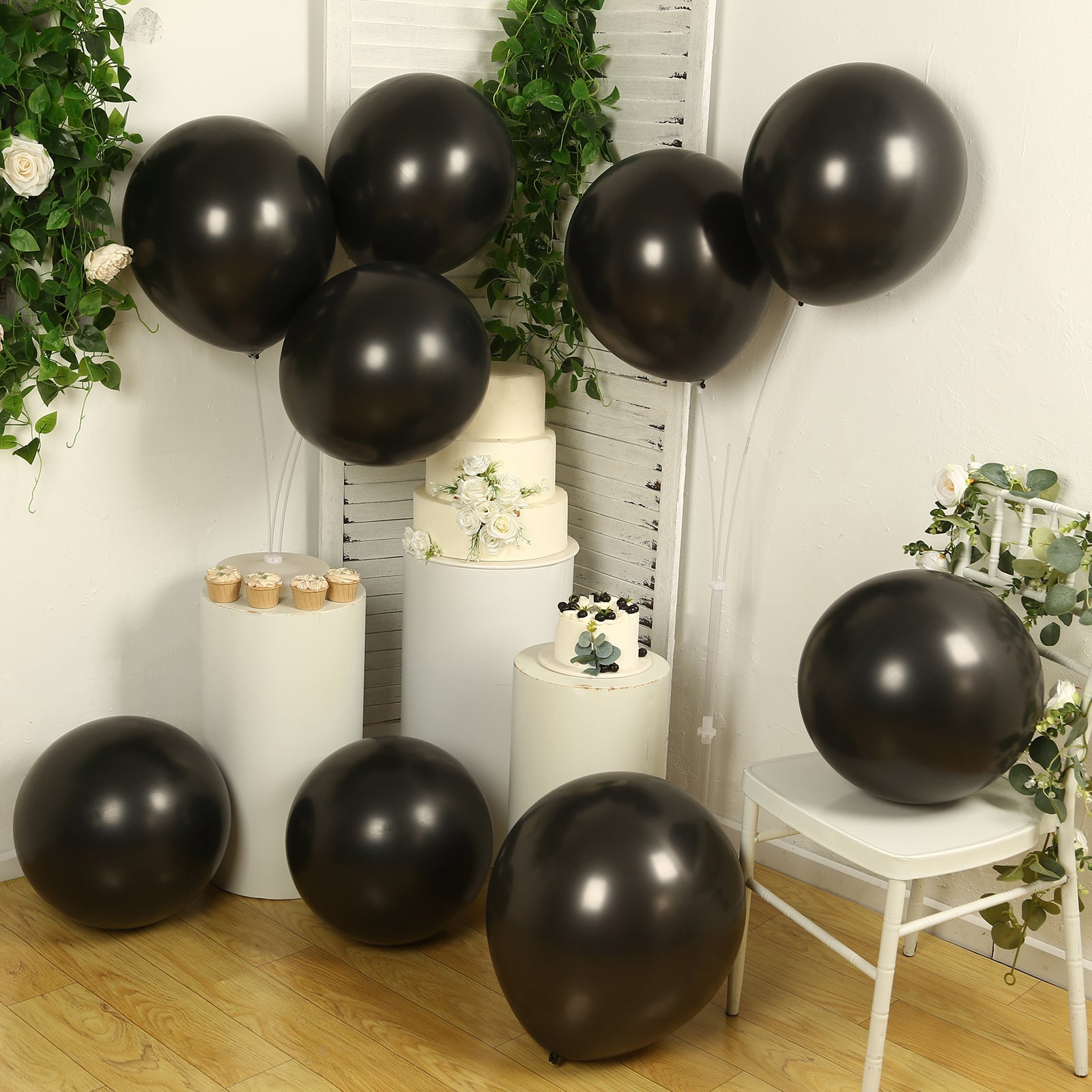 10 Pack Black Biodegradable Balloons, 18 Thickened Extra Strong Eco-friendly Latex Helium Party Balloons