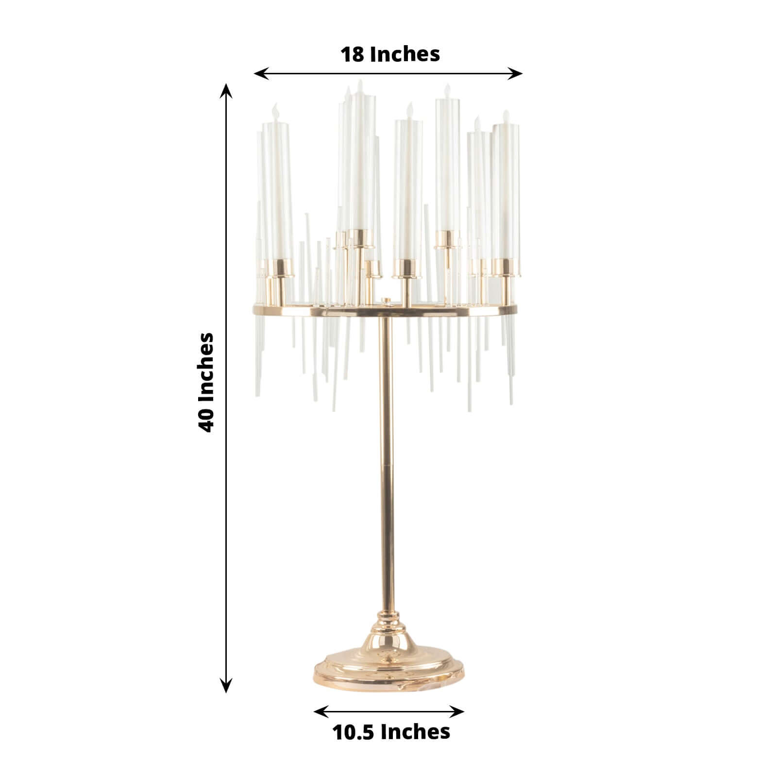 Metal 9-Arm Round Cluster Taper Candelabra Table Centerpiece Gold - Candlestick Holder Table Centerpiece With Drip Accents and Clear Glass Shades 40