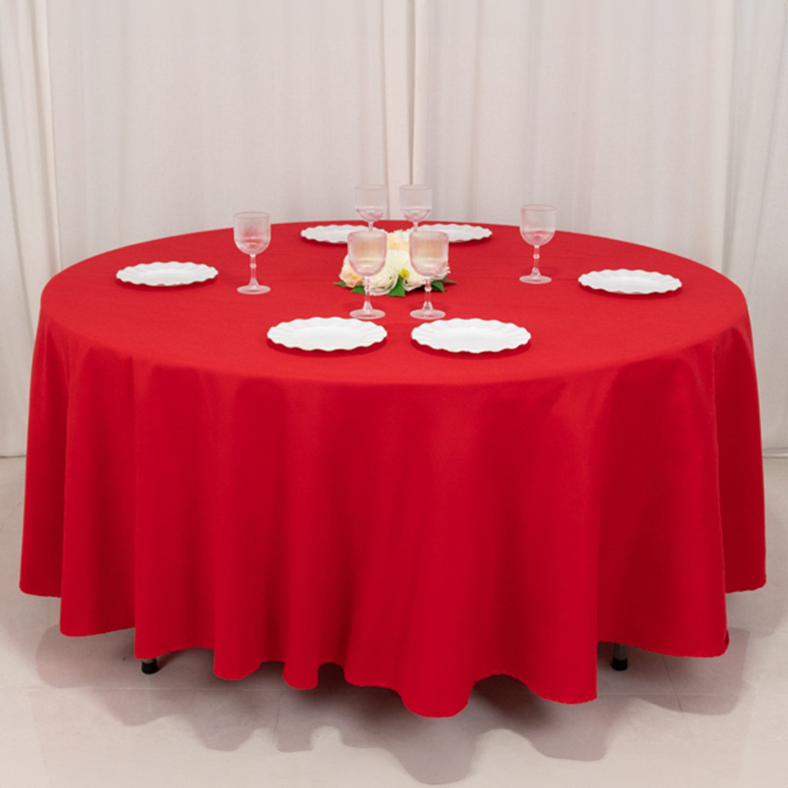 Cotton Blend 108 Round Tablecloth Red - Wrinkle-Resistant Design