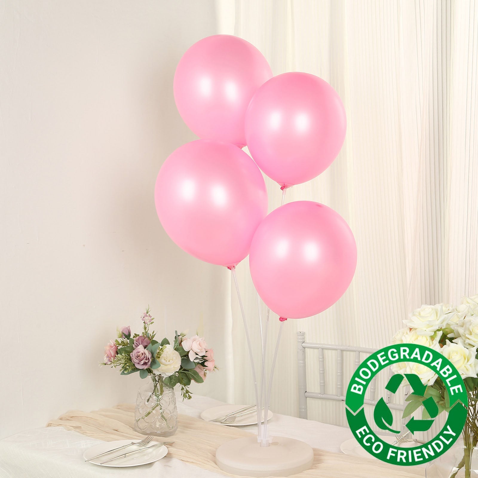 50 Pack Pink Biodegradable Balloons, 12 Thickened Extra Strong Eco-friendly Latex Helium Party Balloons