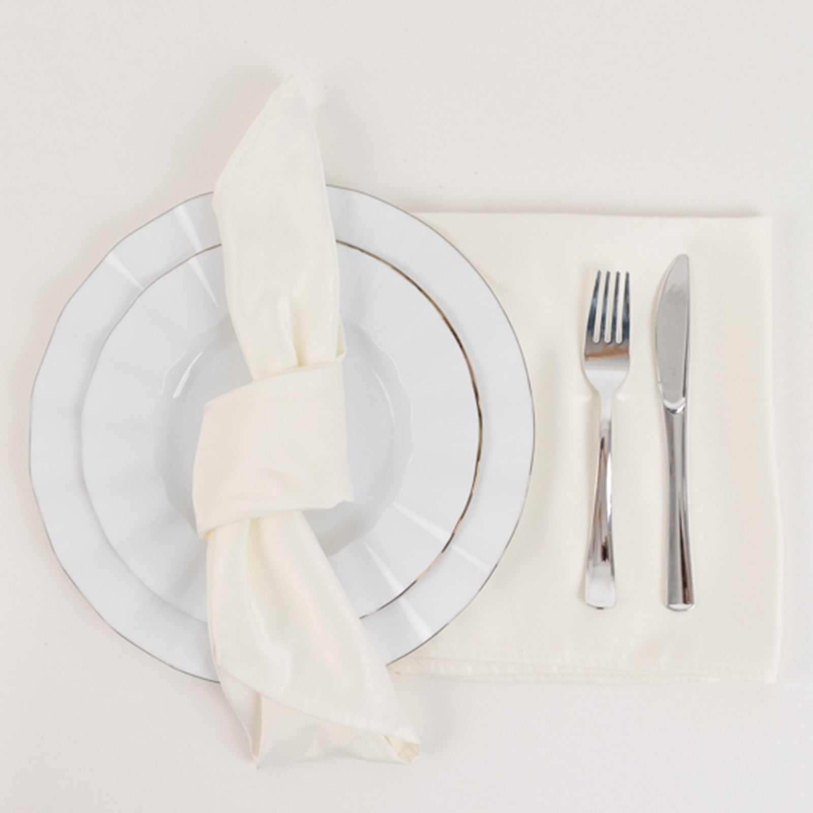 5 Pack Lamour Satin 20x20 Napkins Ivory - Soft Matte Finish Dinner Napkins