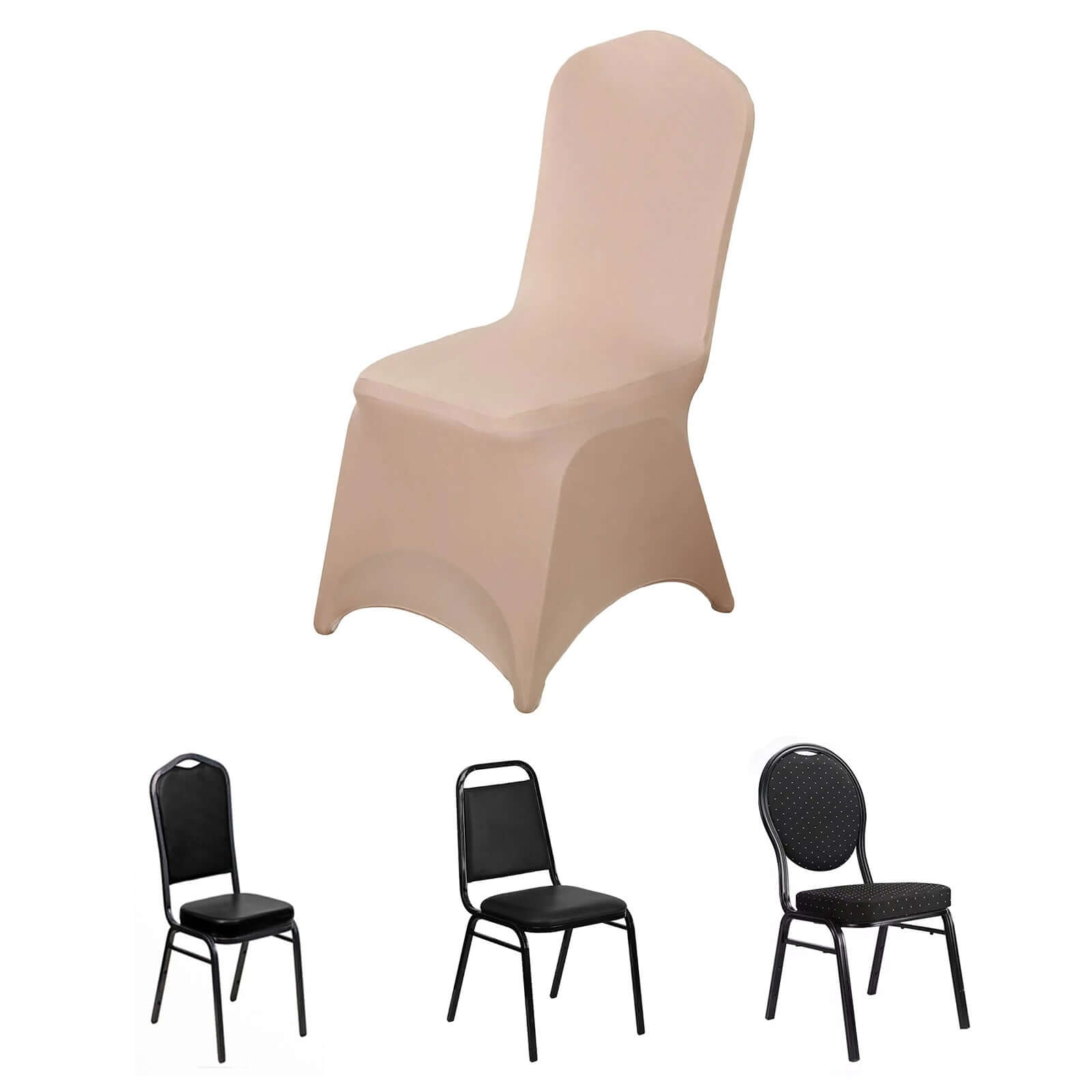 Spandex Chair Cover for Banquet Chairs Nude - Stretch 160GSM Fabric with Slip-On Slipcover