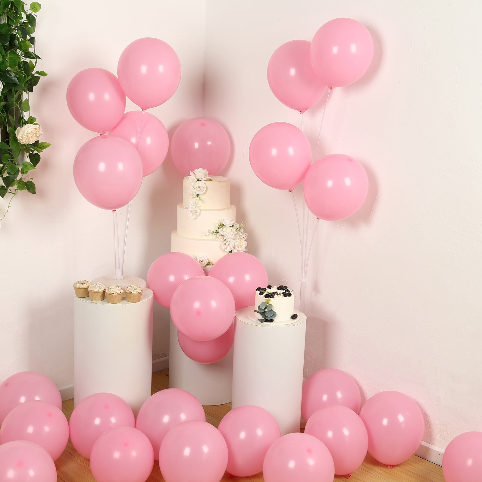 50 Pack Matte Pastel Pink Biodegradable Balloons 12, Round Eco-friendly Thick Latex Party Balloons