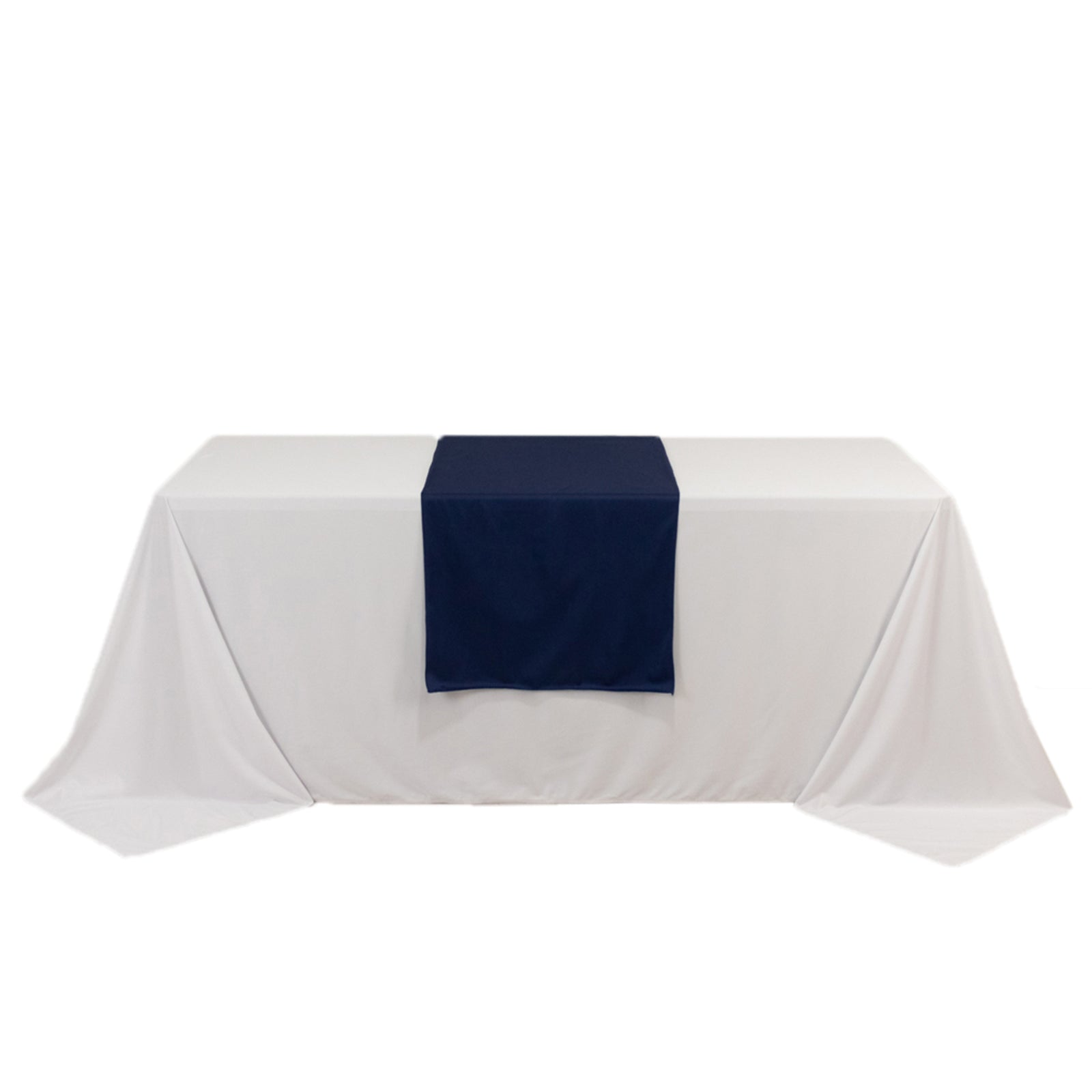 Wide Polyester 24x72 Table Runner Navy Blue - Durable Trade Show Table Linen