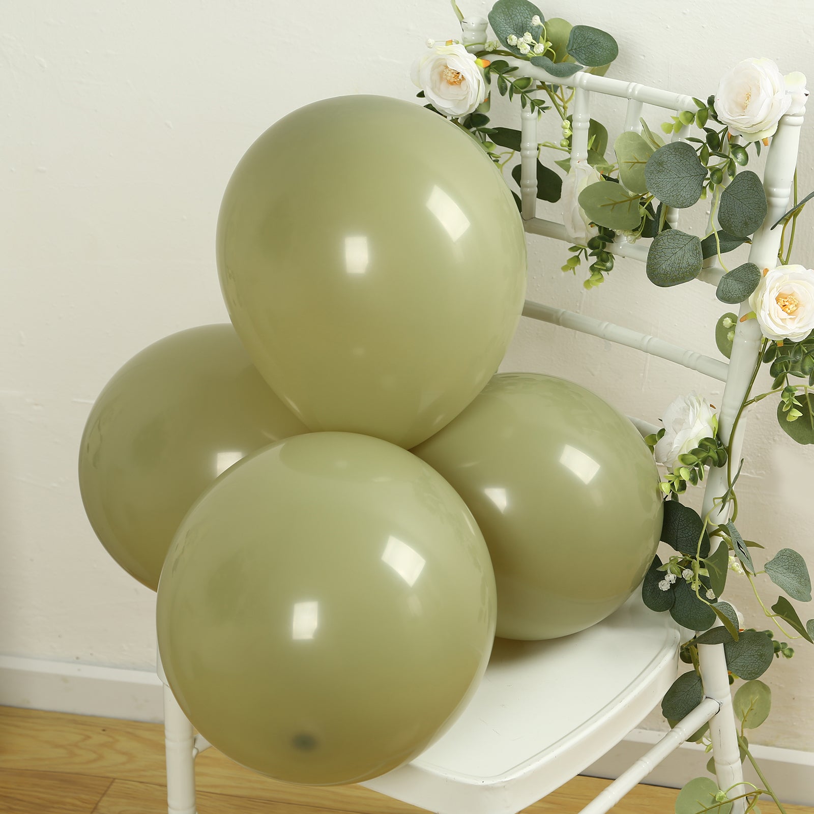 50 Pack Matte Pastel Olive Green Biodegradable Balloons 12, Round Eco-friendly Thick Latex Party Balloons