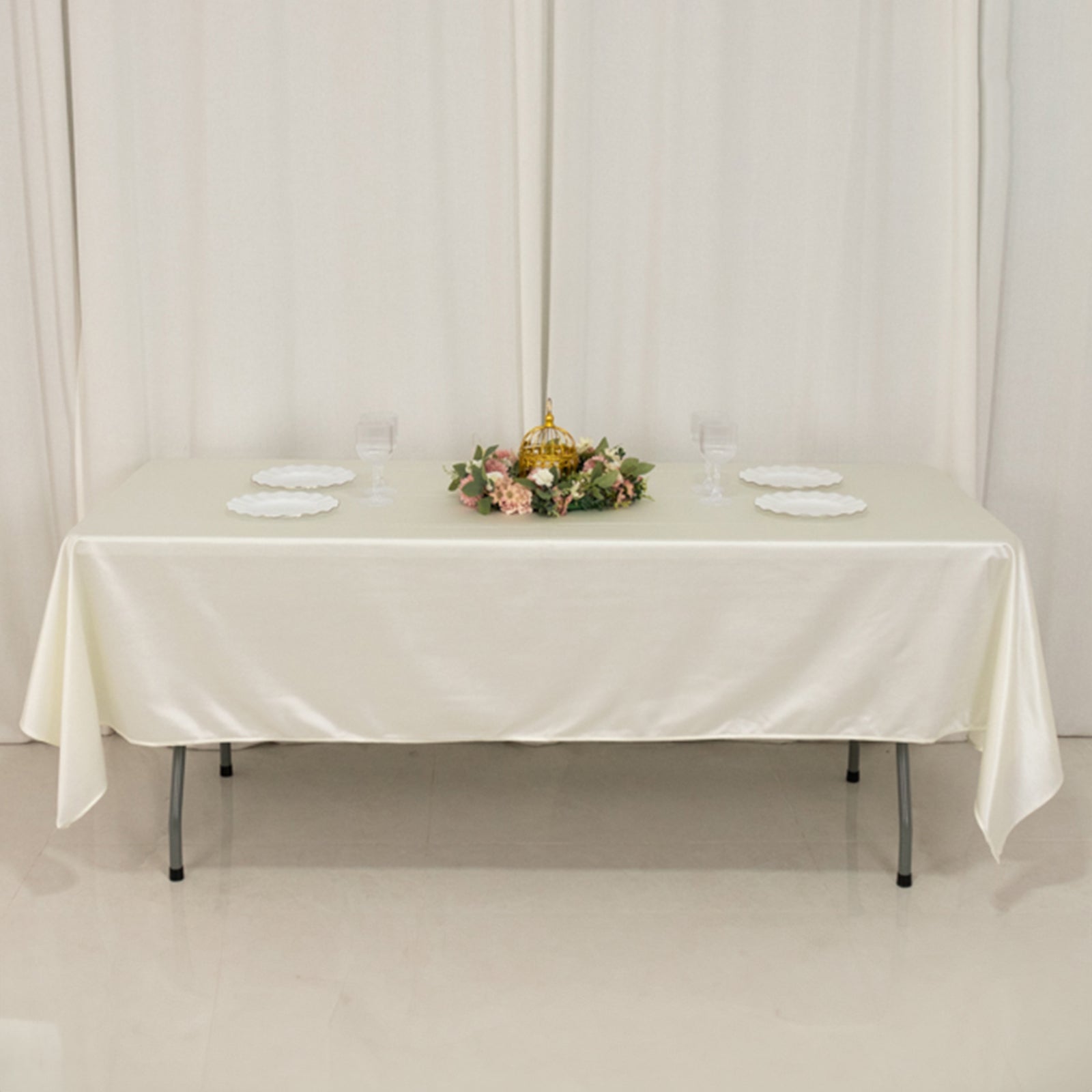 Premium Scuba Rectangular 60x102 Tablecloth Shimmering Pearl - Wrinkle Free & Stain Resistant Table Cover