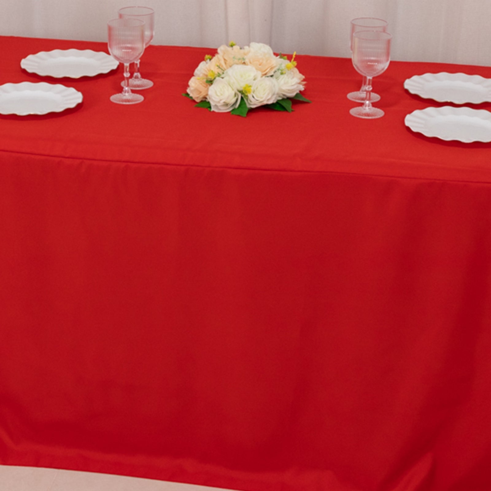 Fitted Polyester 72x30 Rectangle Tablecloth Red with Open Back Design - Easy to Maintain and Wrinkle-Resistant Table Cover