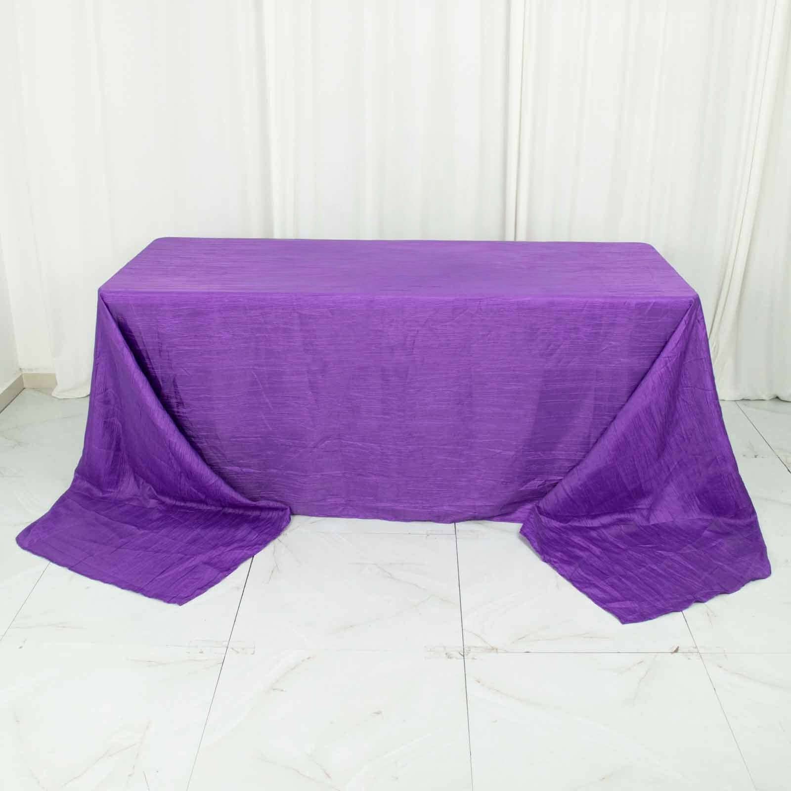 Taffeta 90x156 Rectangle Tablecloth Purple - Accordion Crinkle Seamless Table Cover