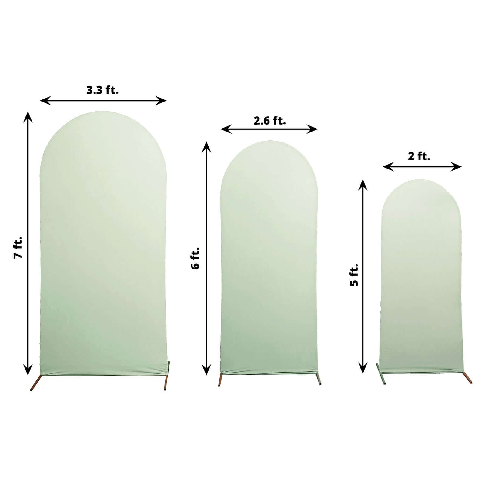 Set of 3 Matte Sage Green Spandex Fitted Chiara Backdrop Stand Cover For Round Top Wedding Arch - 5ft, 6ft, 7ft