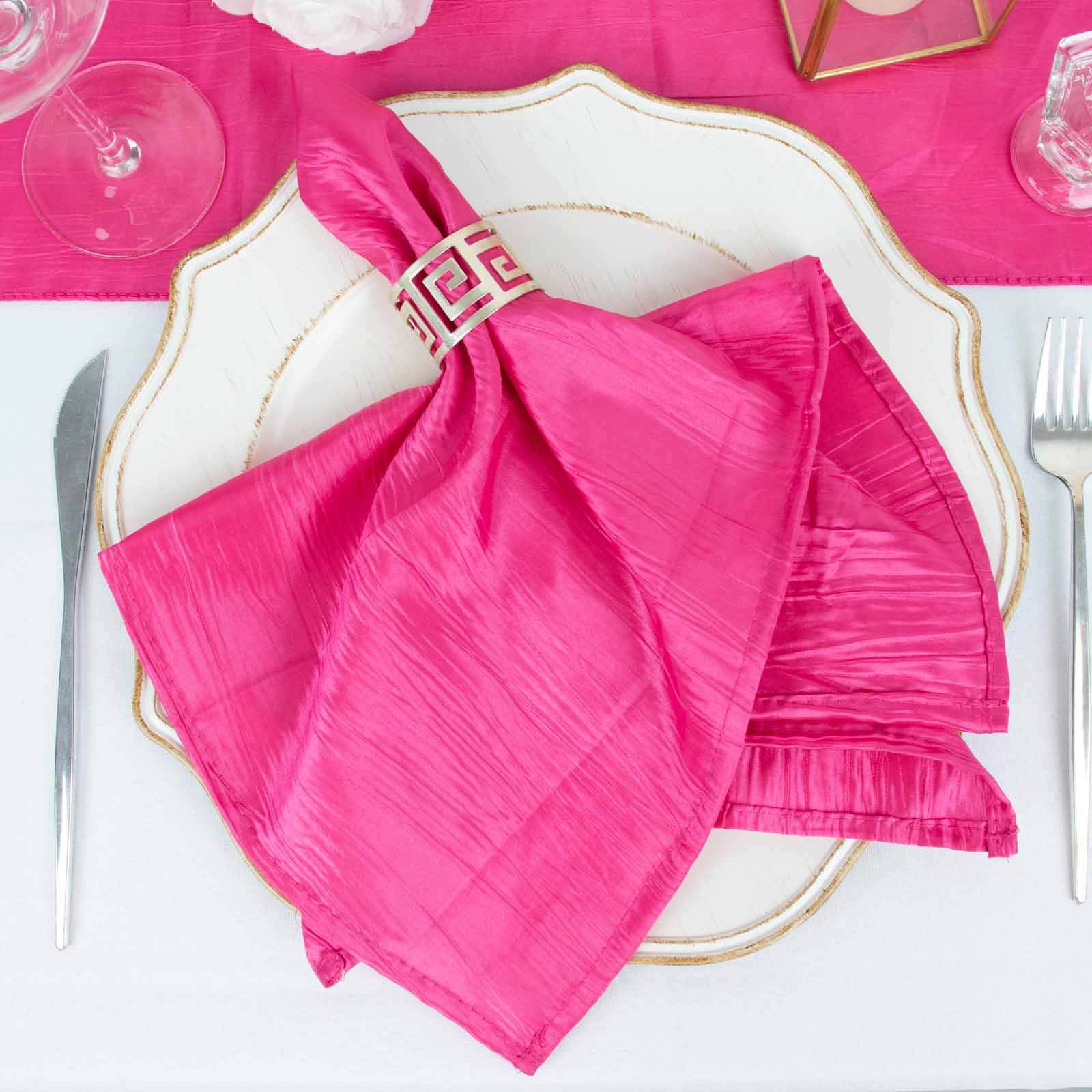 5 Pack Taffeta 20x20 Napkins Fuchsia Accordion - Accordion Crinkle Dinner Napkins