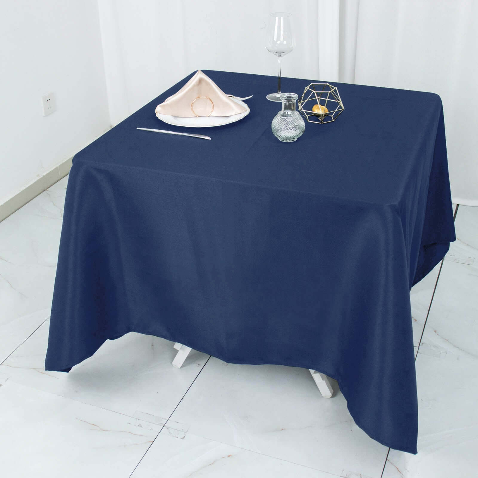 Premium Polyester Square Tablecloth 70x70 Navy Blue 220GSM Wrinkle-Resistant Table Cover