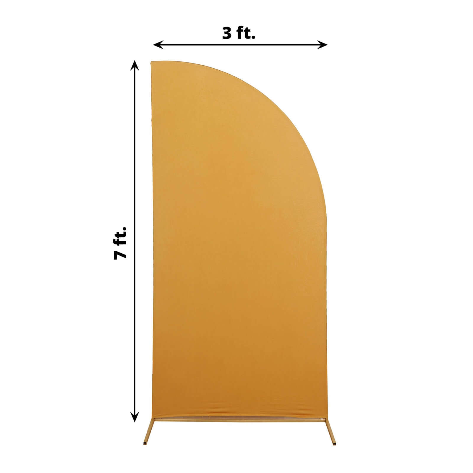 7ft Matte Gold Spandex Half Moon Chiara Backdrop Stand Cover, Custom Fitted Wedding Arch Cover