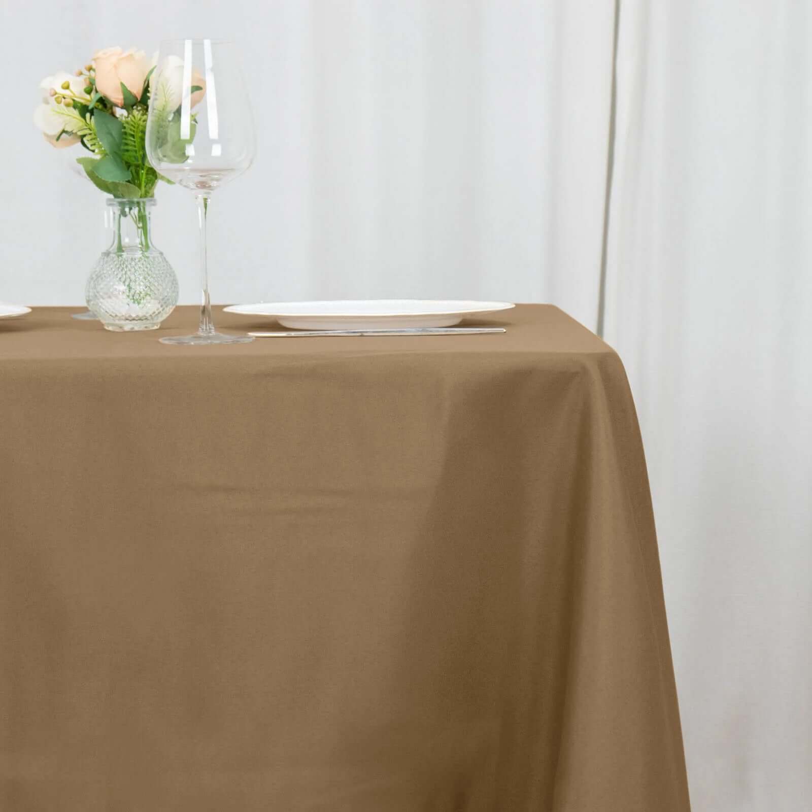 Polyester Square 70x70 Tablecloth Taupe - Wrinkle-Resistant & Durable Table Cover