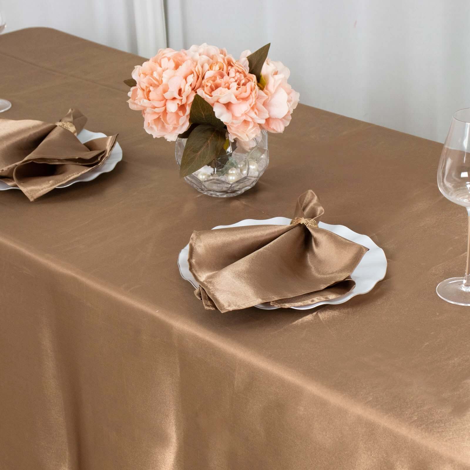 Satin Rectangular 60x102 Tablecloth Taupe - Smooth and Lustrous Table Cover