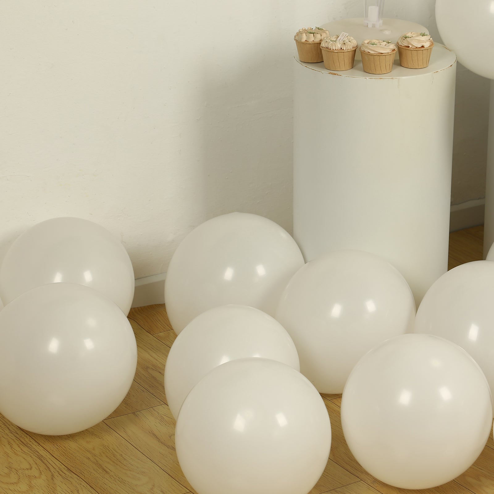 50 Pack Matte Pastel Off White Biodegradable Balloons 12, Round Eco-friendly Thick Latex Party Balloons