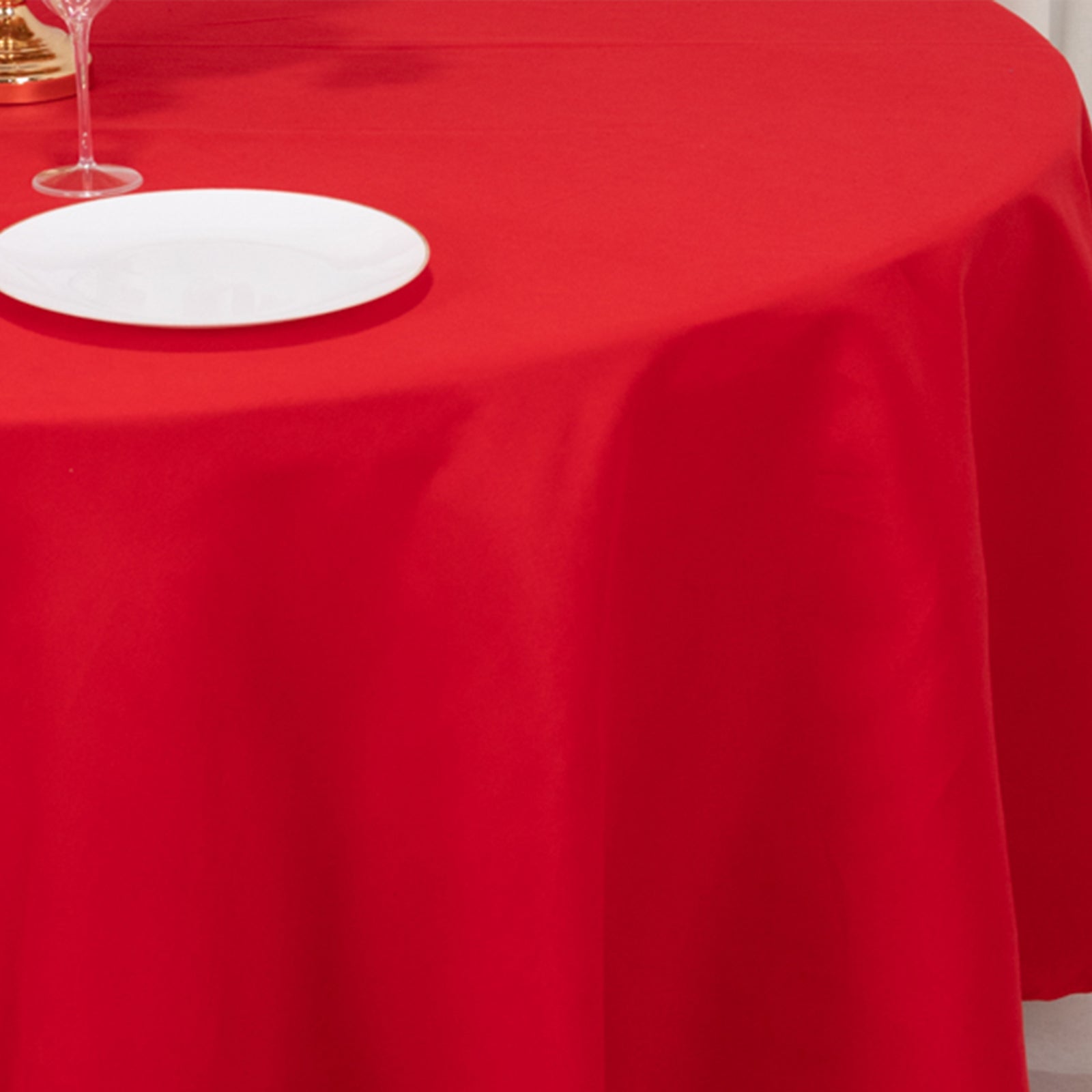 Cotton Blend 108 Round Tablecloth Red - Wrinkle-Resistant Design