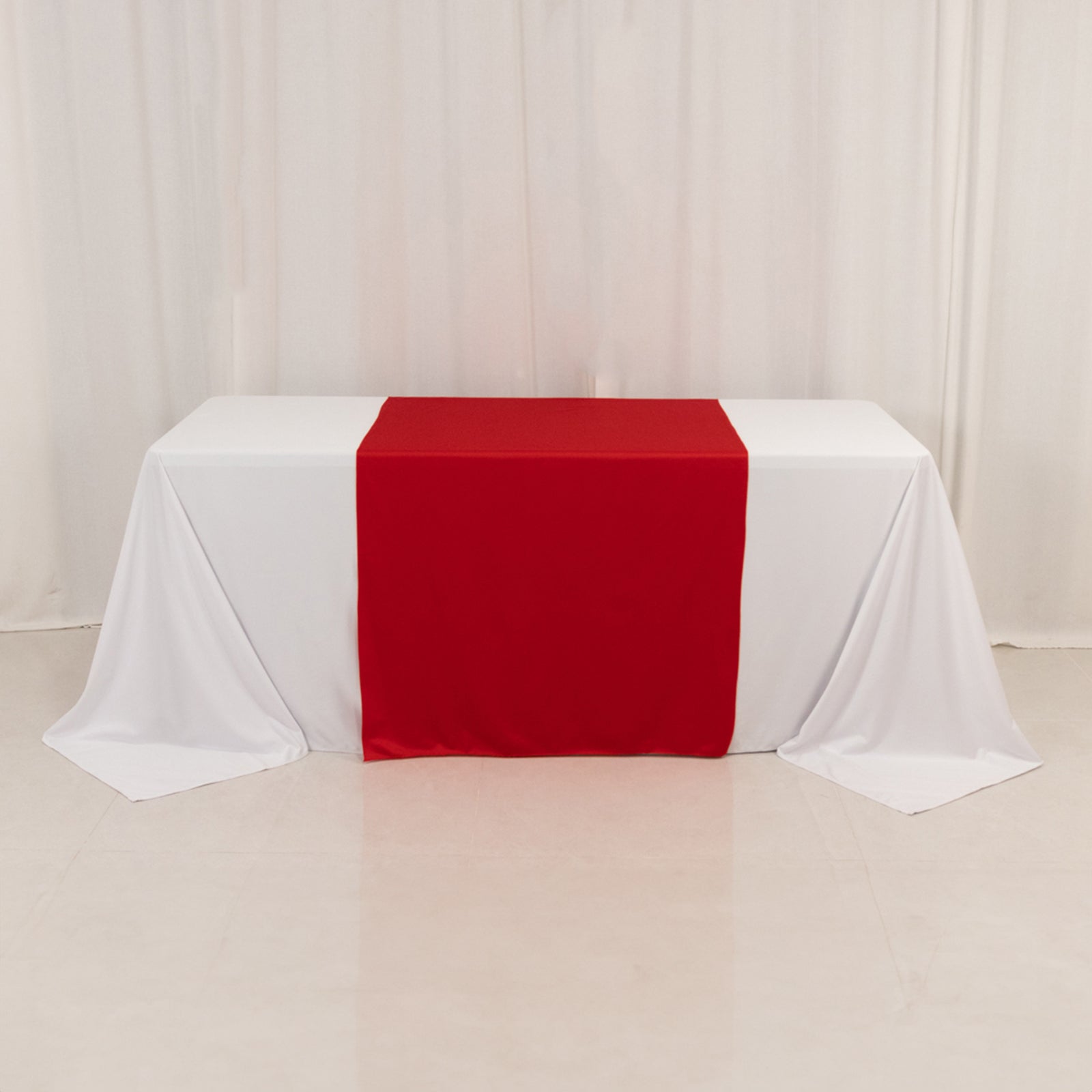 Wide Polyester 36x72 Table Runner Red - Durable Trade Show Table Linen