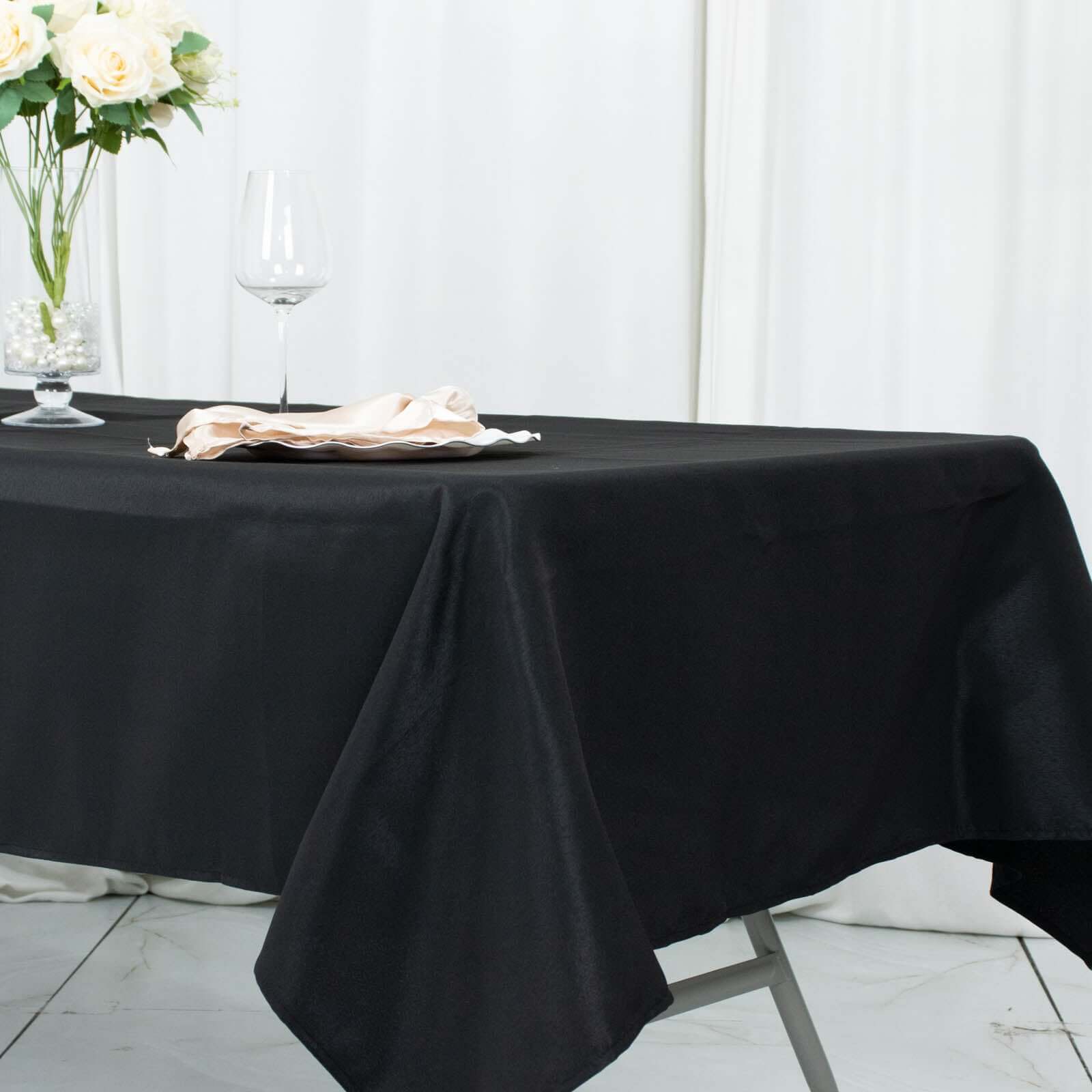 Premium Polyester 54x96 Rectangle Tablecloth Black - Durable 220GSM Stain-Resistant Fabric Table Cover