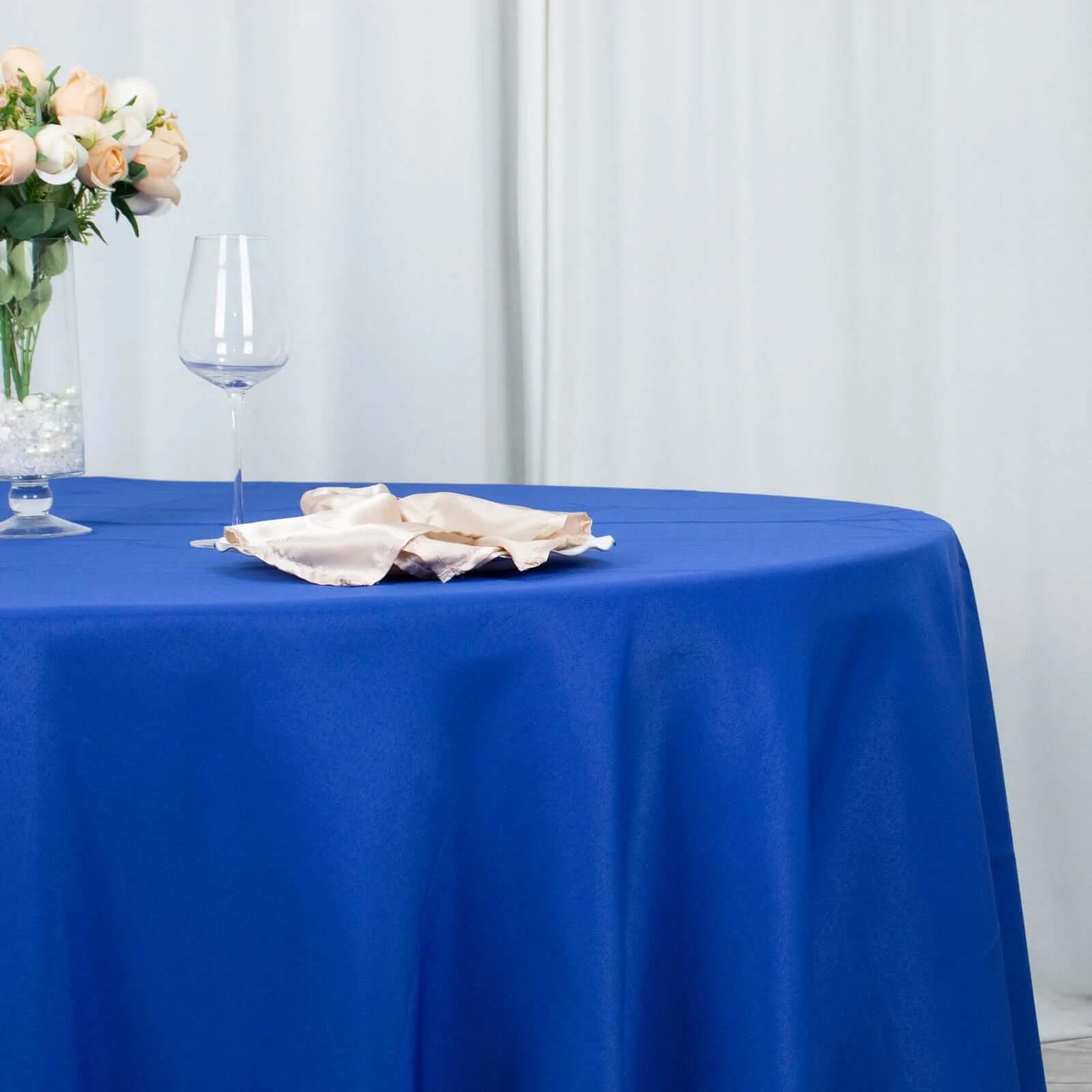 Premium Polyester 108 Round Tablecloth Royal Blue - Wrinkle-Resistant 220GSM Table Cover