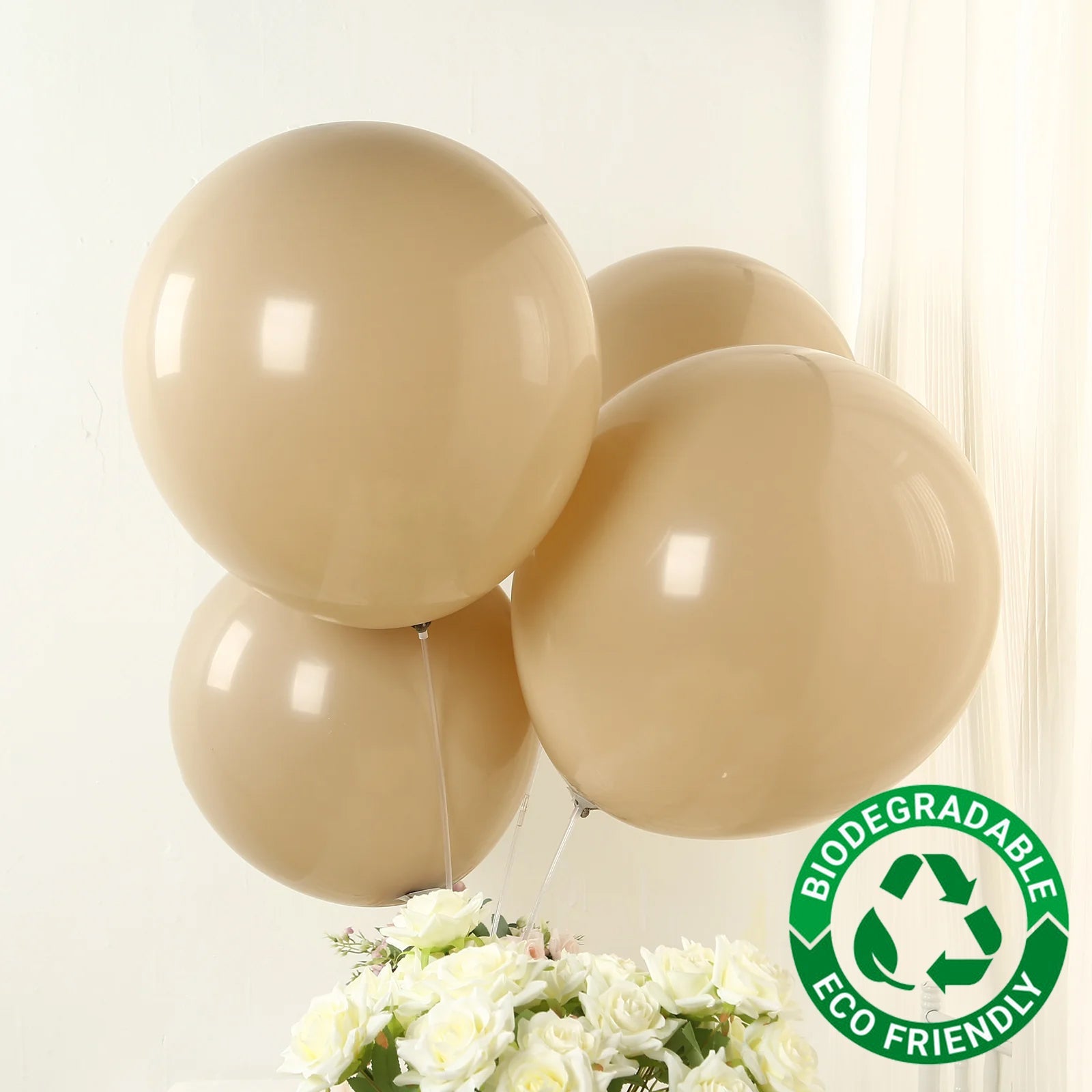 10 Pack Matte Pastel Taupe Biodegradable Balloons 18, Round Eco-friendly Thick Latex Party Balloons