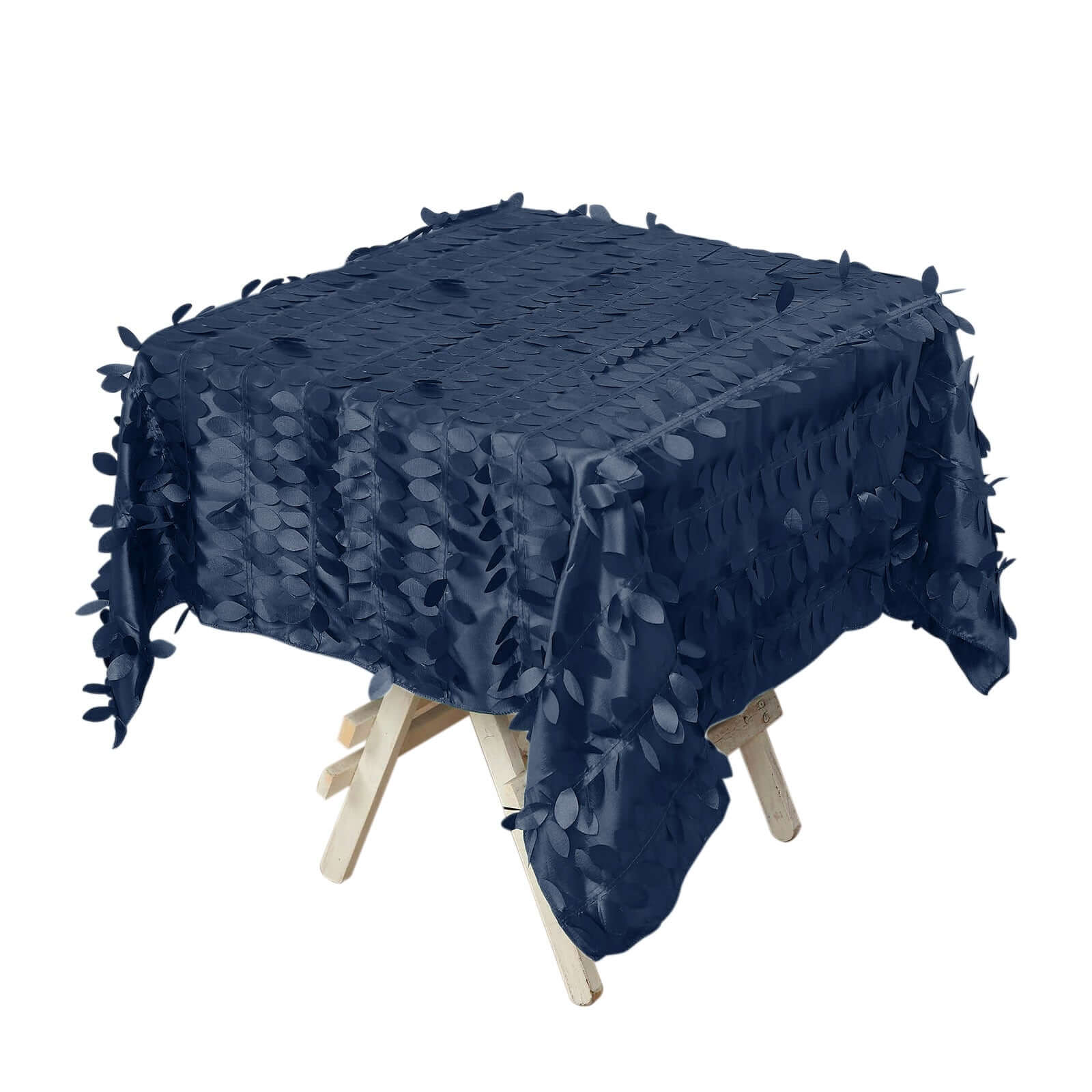 Taffeta 54x54 Square Tablecloth Navy Blue 3D Leaf Petal Table Cover