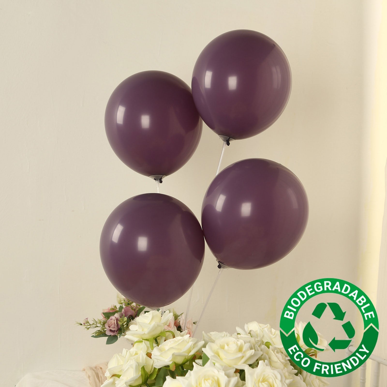 50 Pack Matte Pastel Violet Amethyst Biodegradable Balloons 12, Round Eco-friendly Thick Latex Party Balloons