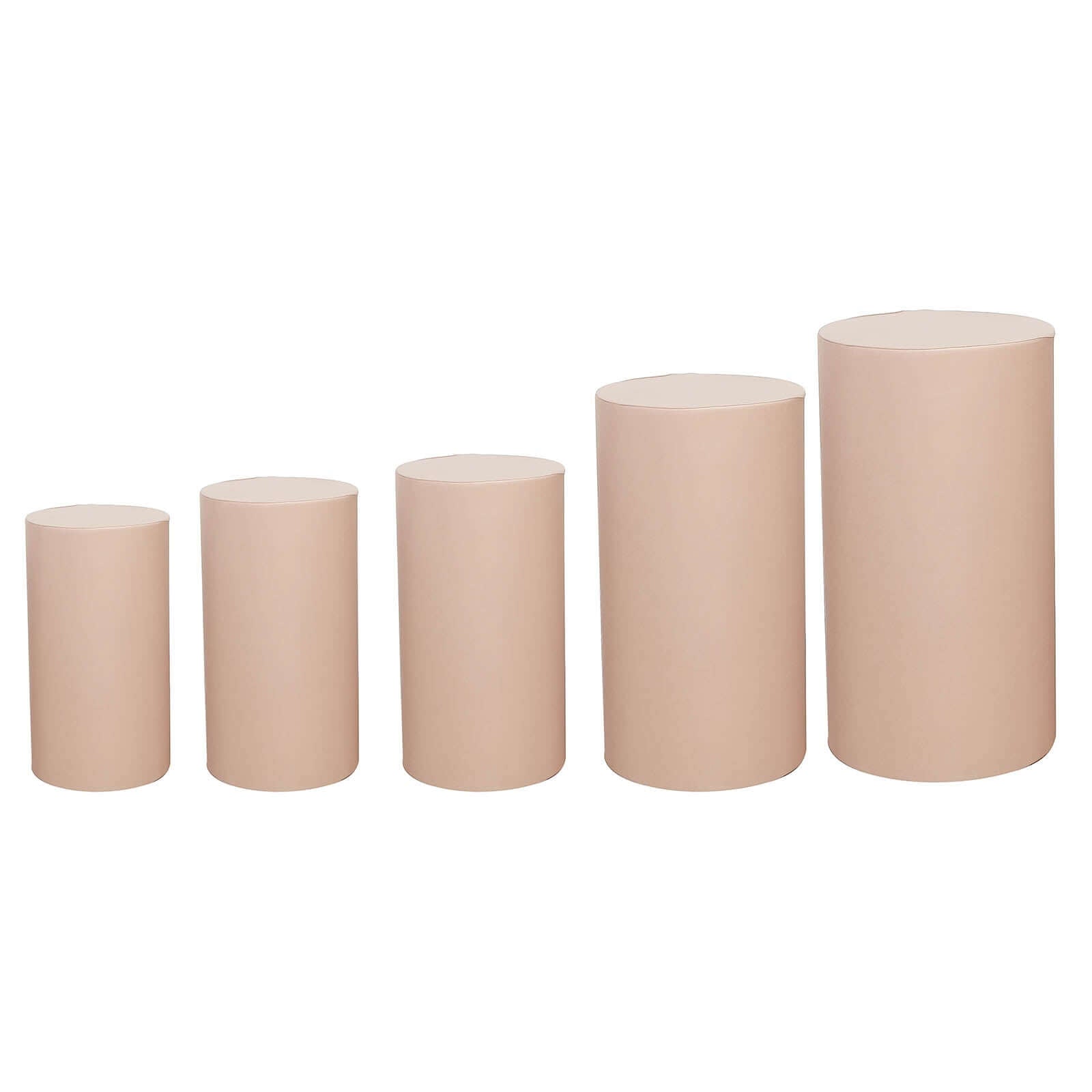 Set of 5 Nude Spandex Cylinder Pedestal Stand Covers, Stretchable Pillar Prop Covers - 160 GSM