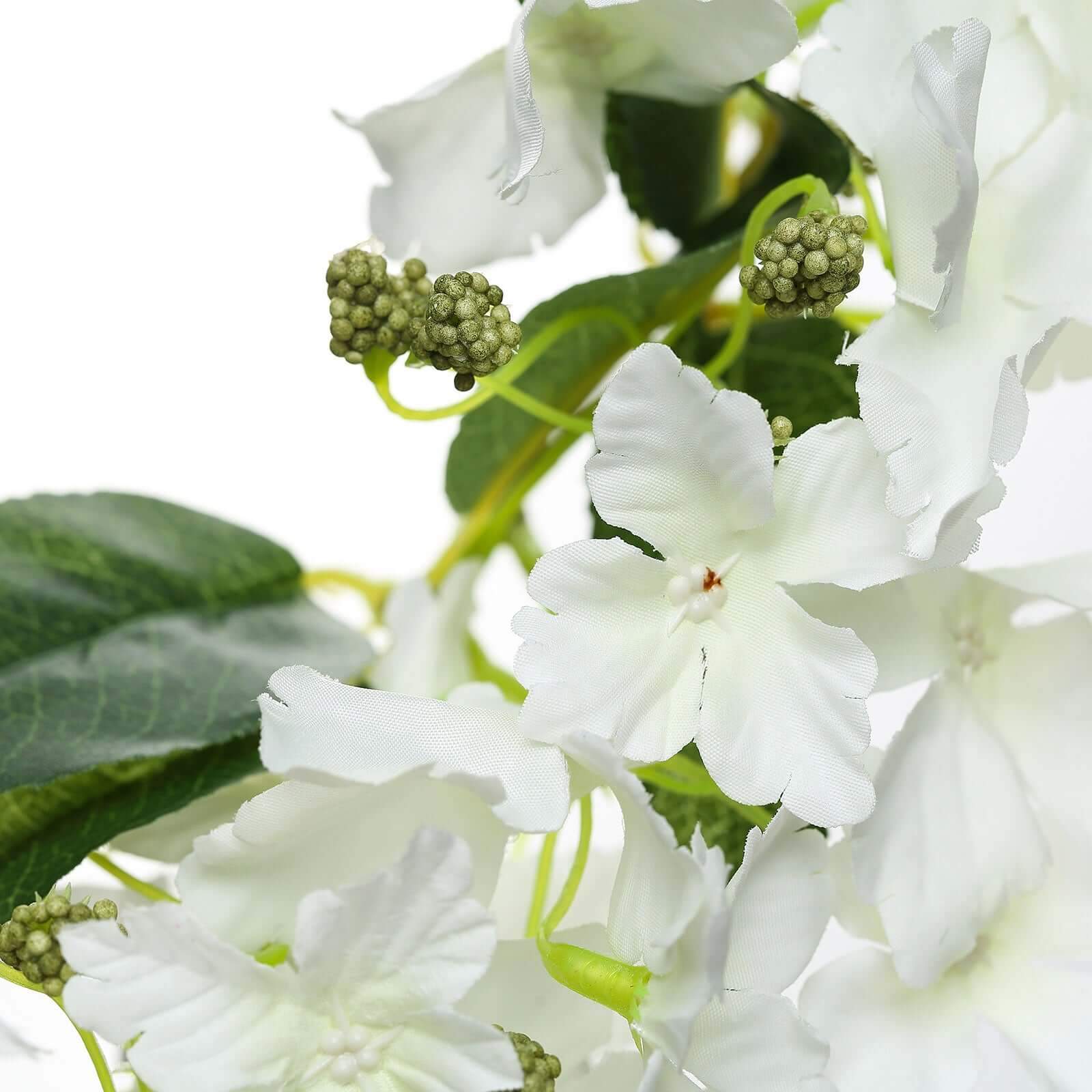 4 Stems 41 Tall White Artificial Silk Hydrangea Flower Branches