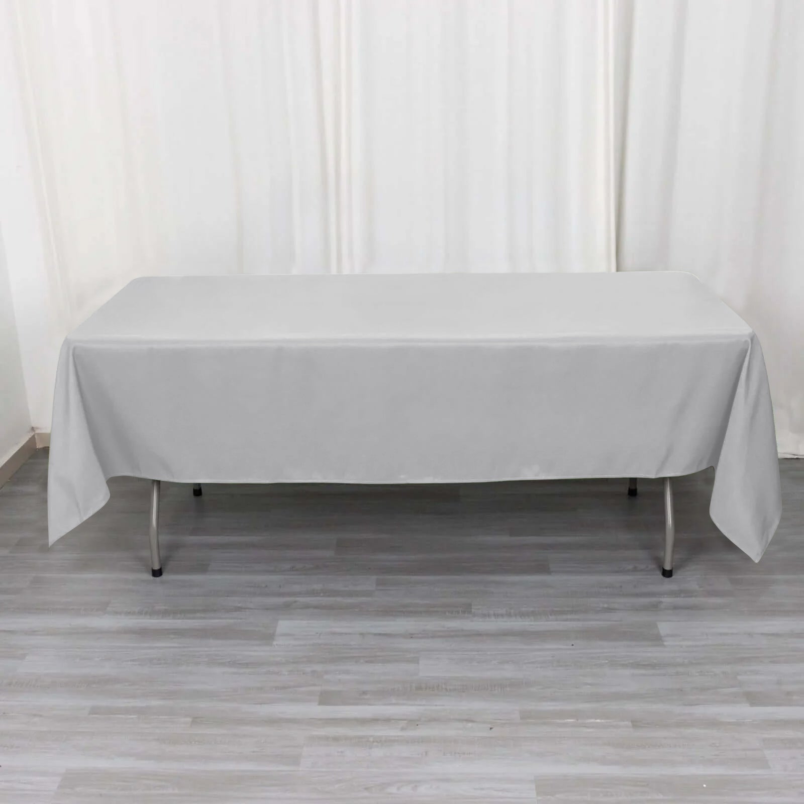 Premium Polyester 60x102 Rectangle Tablecloth Silver - Durable 220GSM Wrinkle-Resistant Table Cover