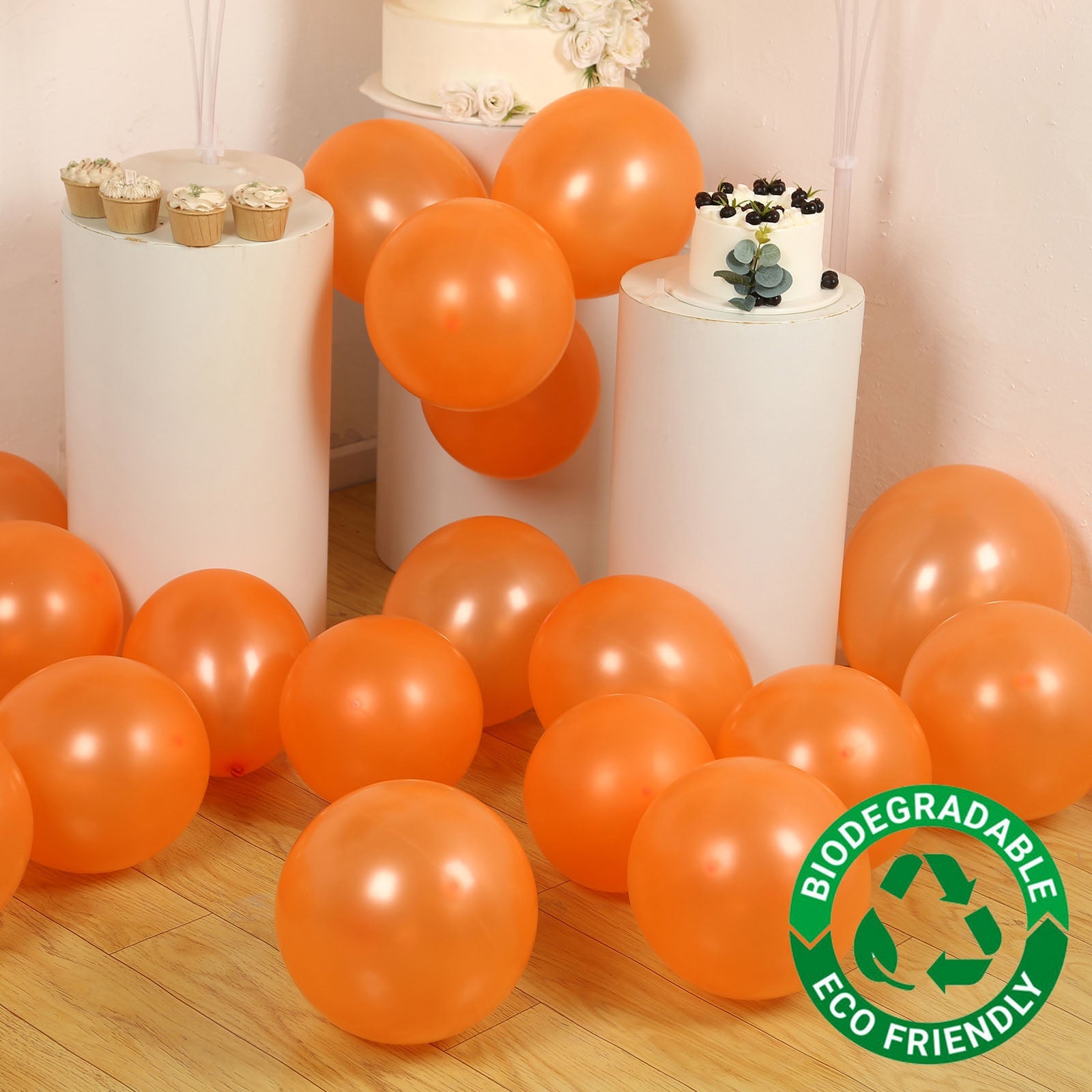 50 Pack Orange Biodegradable Balloons, 12 Thickened Extra Strong Eco-friendly Latex Helium Party Balloons