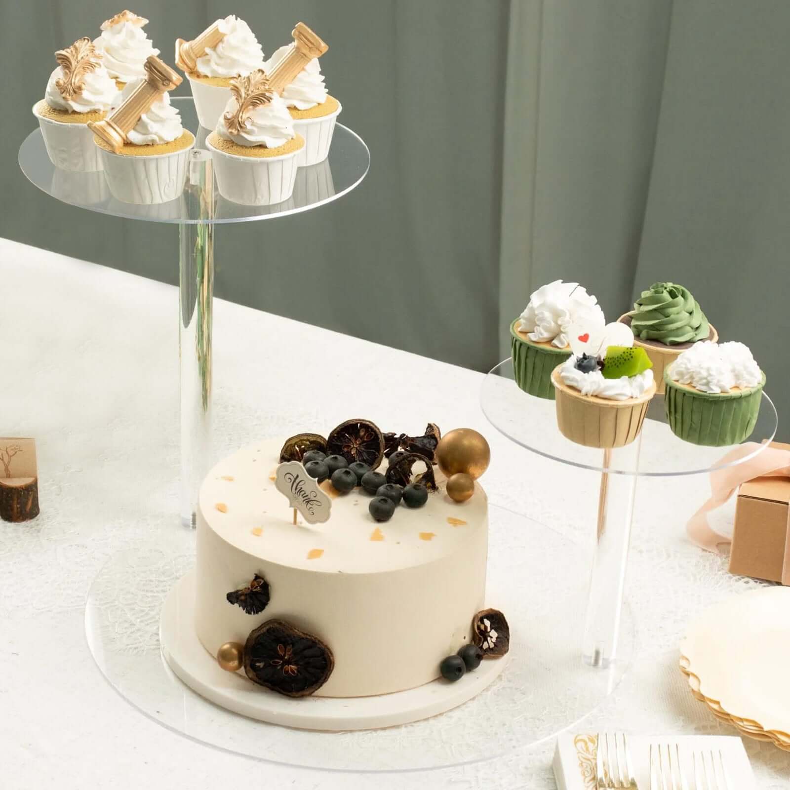 3-Tier Plastic Round Pedestal Cake Stand 23 Clear - Sleek Multi Layer Cupcake Display Riser for Dessert Buffets Tea Parties & Festive Gatherings