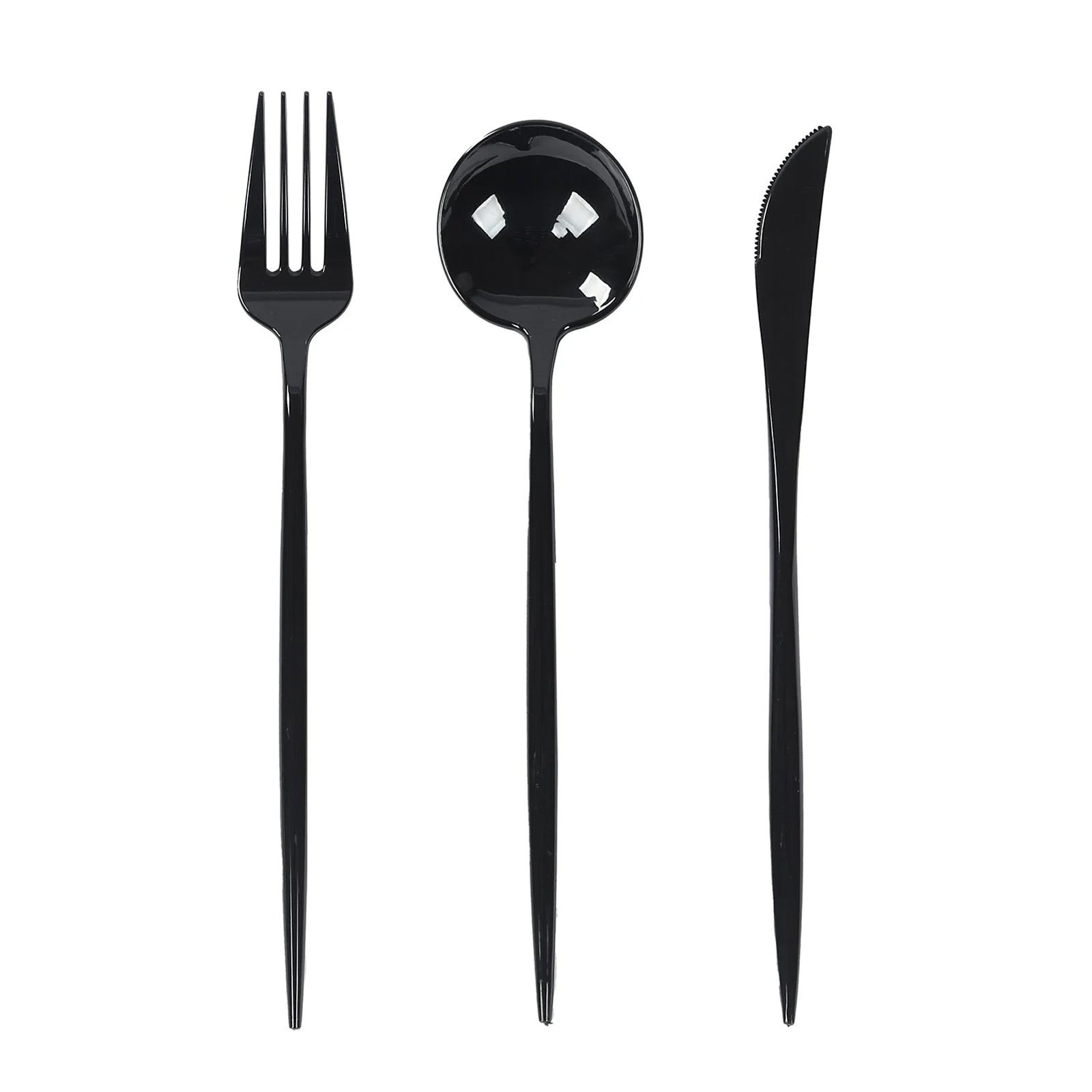 60 Pack Plastic Silverware Set, Black Heavy Duty Disposable Sleek Utensil Cutlery